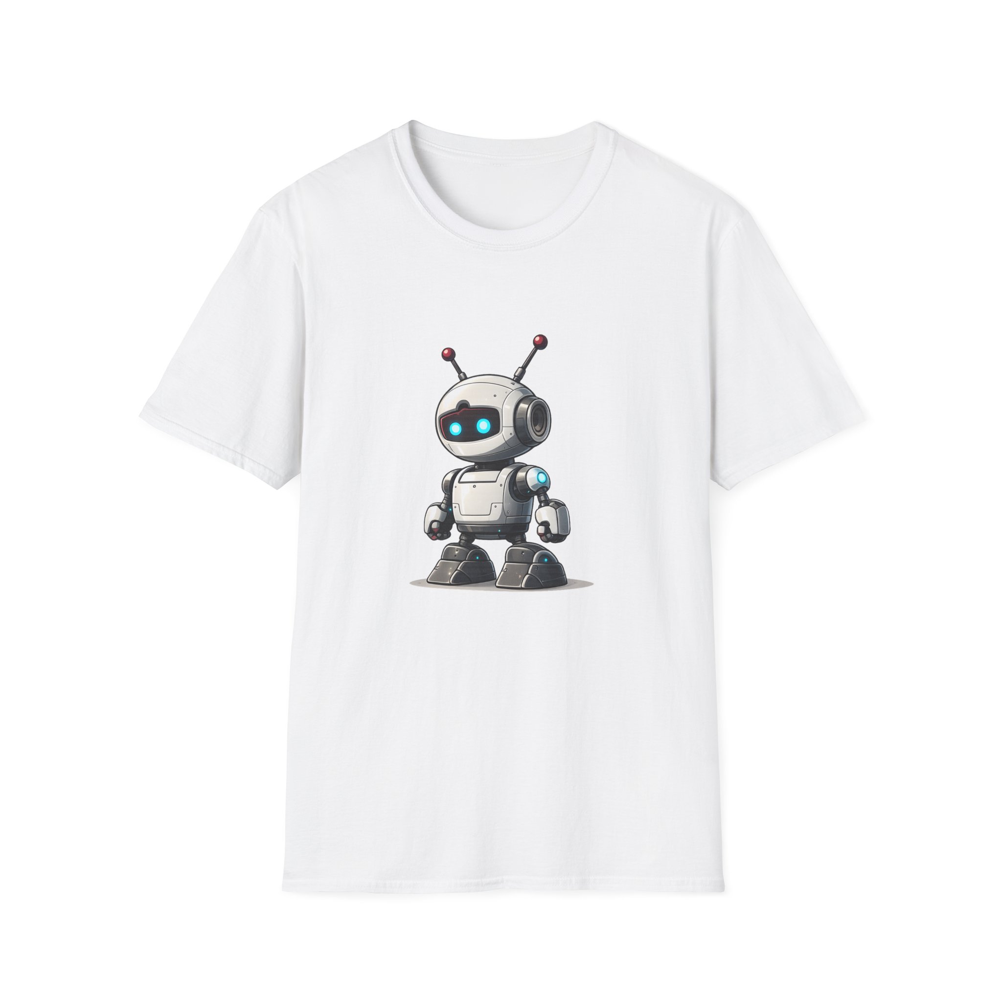 Cute Robot Glowing Eyes – Funny AI Tech Mascot Graphic T-Shirt - Image 18