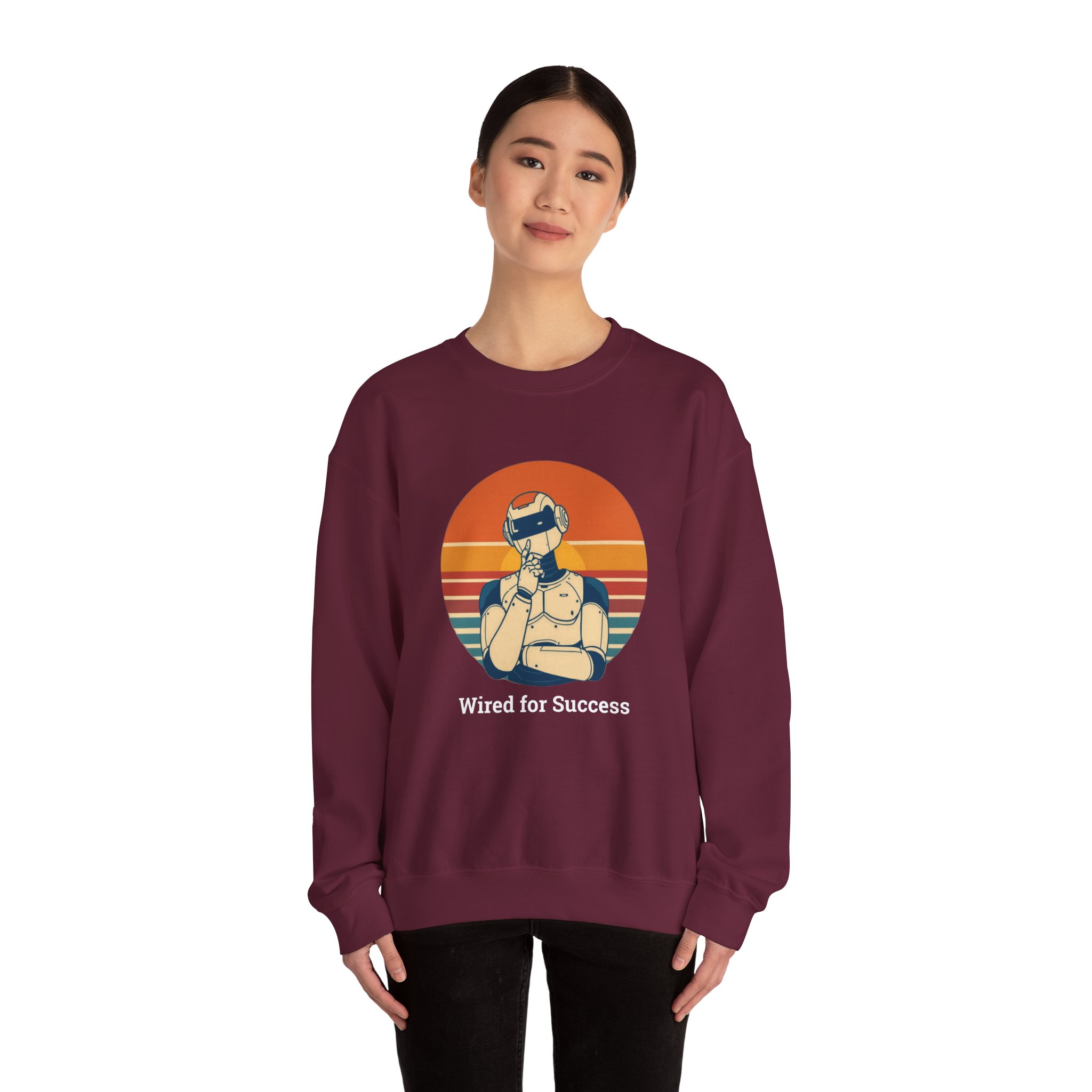 Wired for Success Retro Robot Thinker AI Tech Sweatshirt Gift