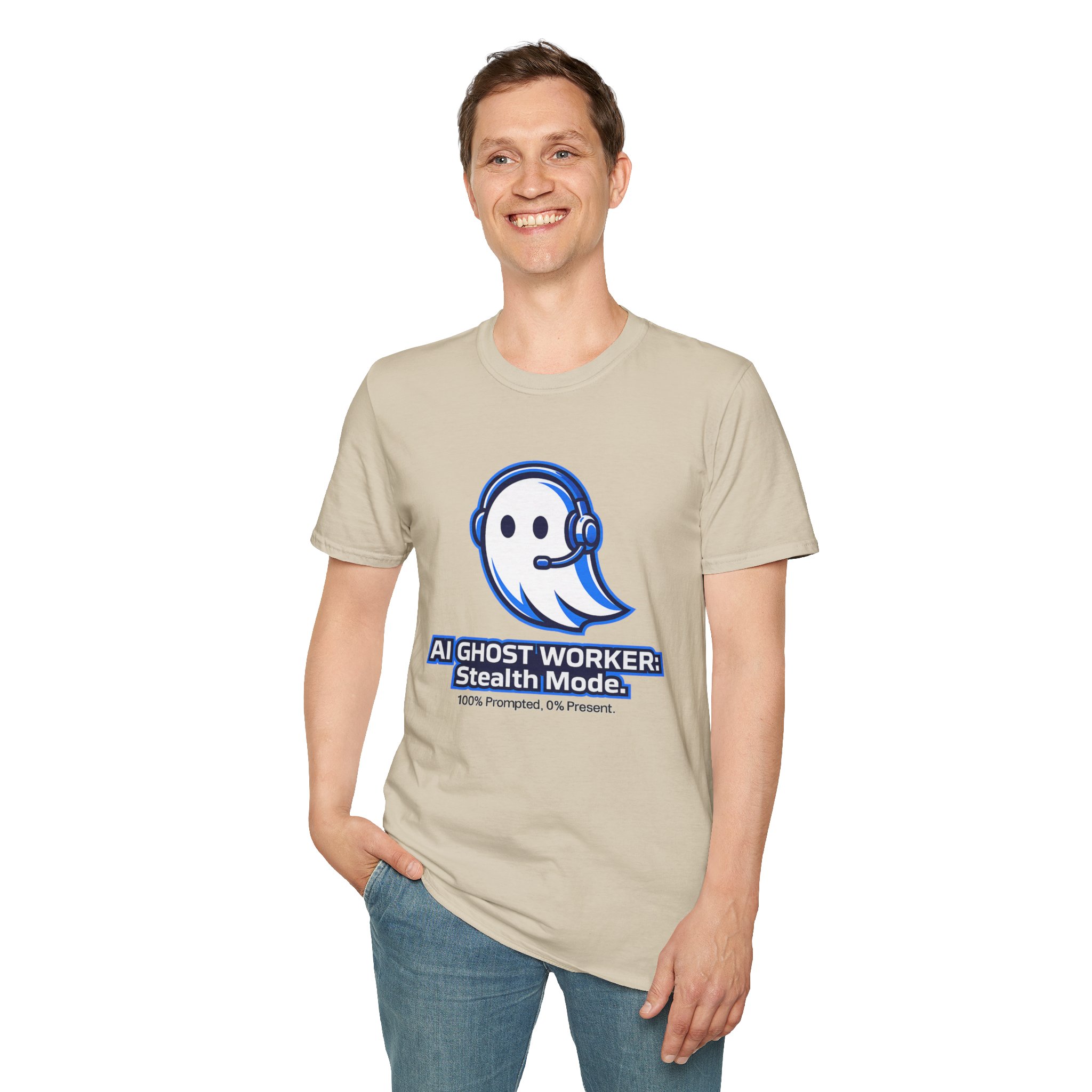 AI Ghost Worker Stealth Mode – 100% Prompted 0% Present Funny T-Shirt - Image 28