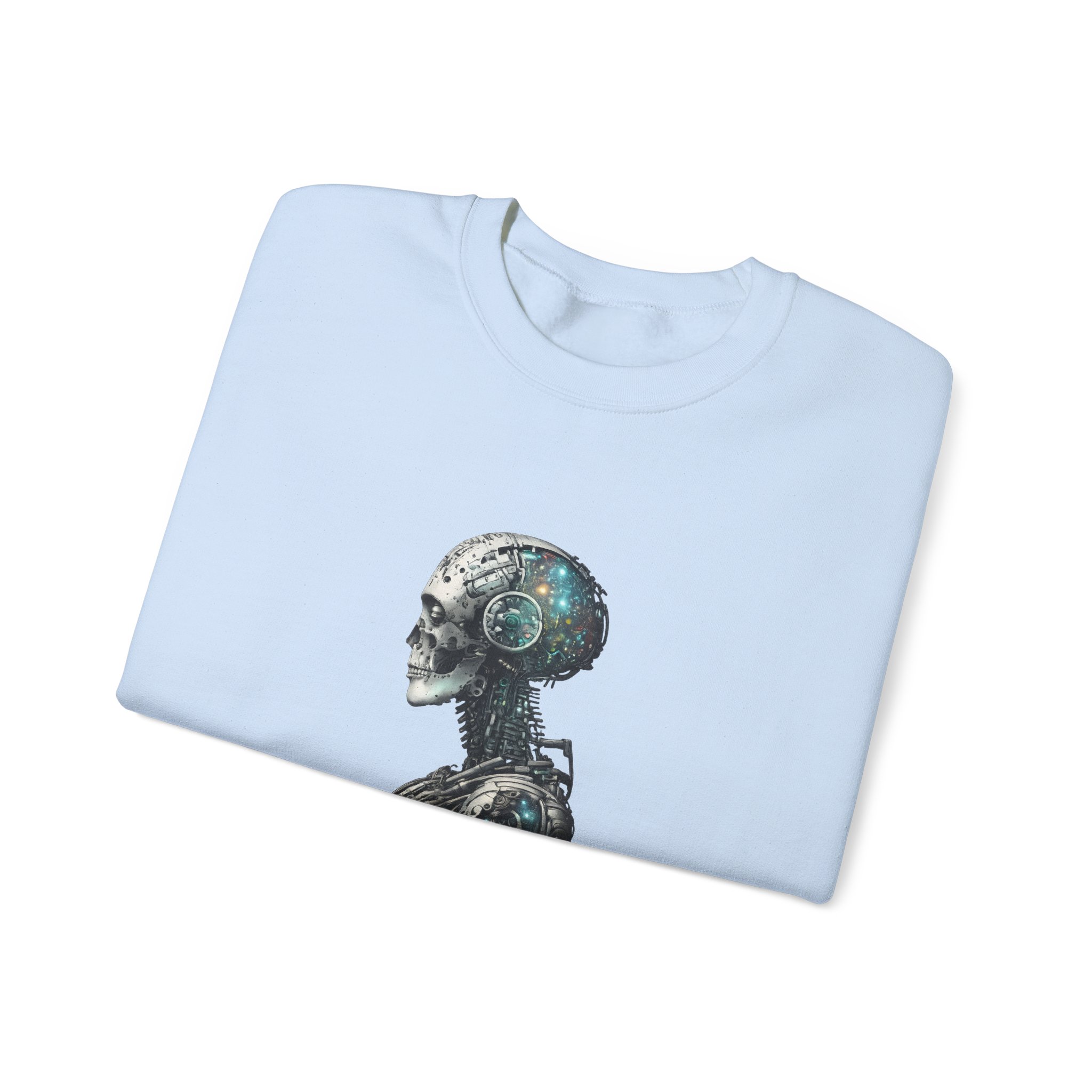 Cosmic Cyber Skull – Dark Cyberpunk Biomechanical Crewneck Sweatshirt - Image 66