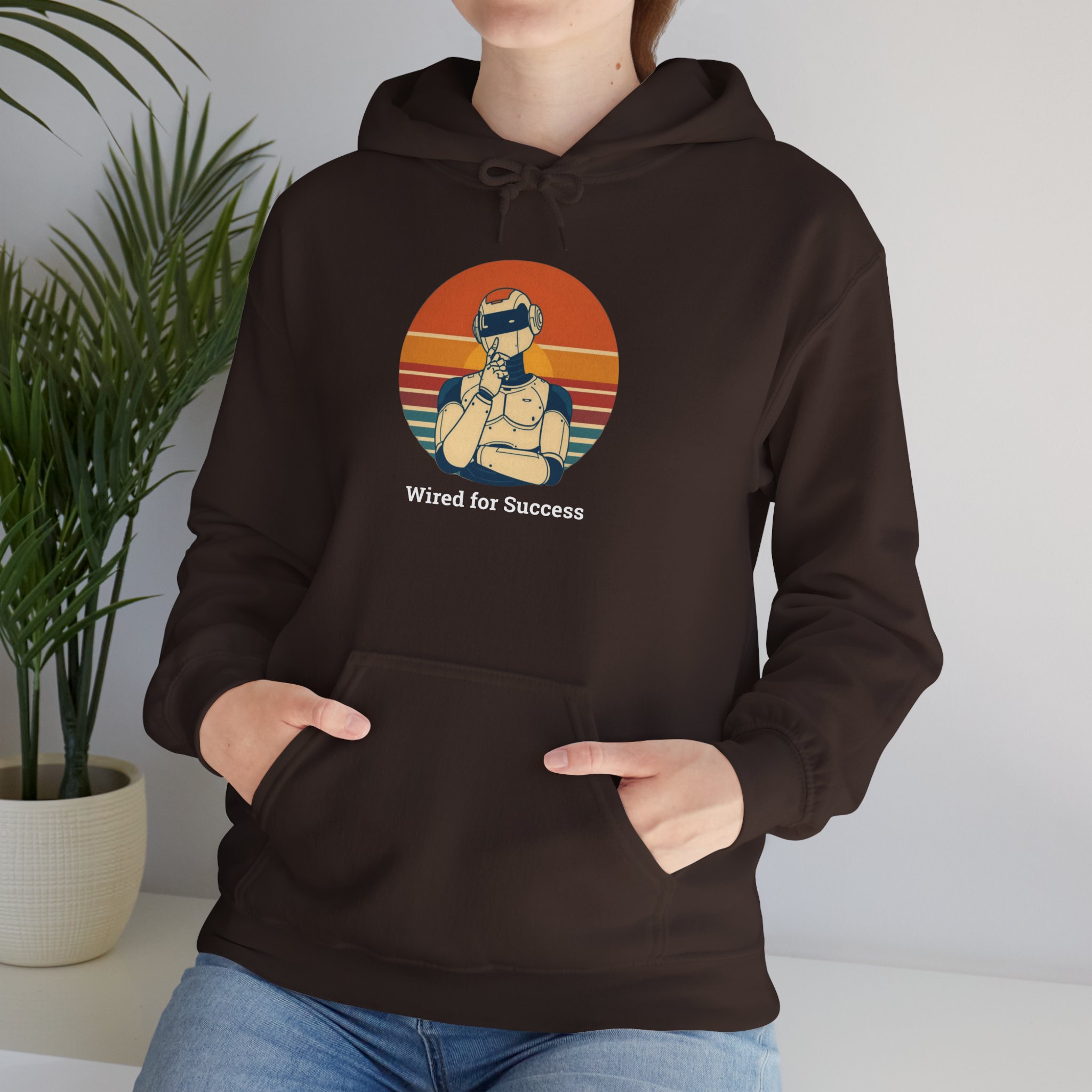 Wired for Success Retro Robot AI Hoodie Tech Gift Hooded Sweatshirt - Image 23