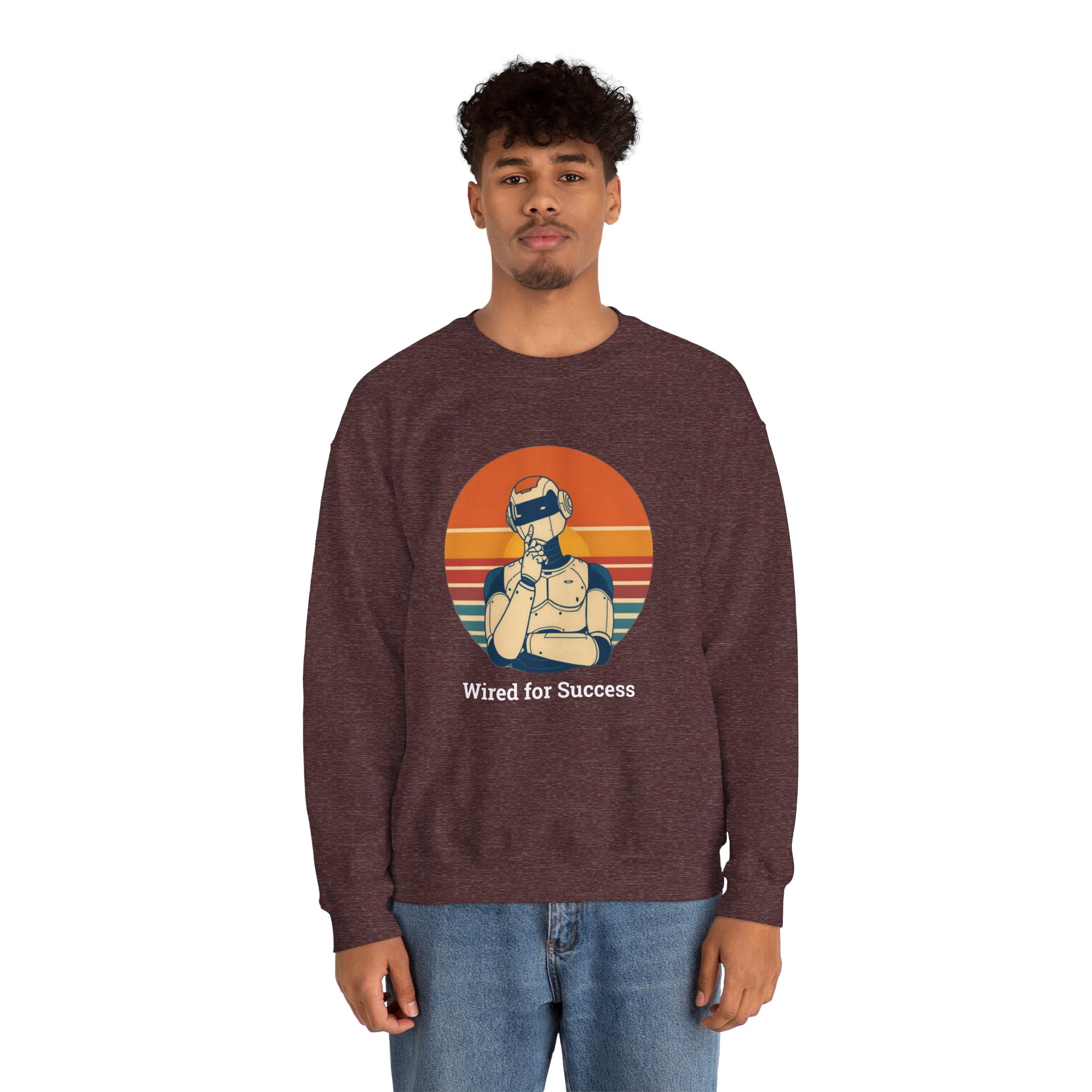 Wired for Success Retro Robot Thinker AI Tech Sweatshirt Gift - Image 10