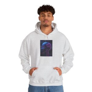 Cyberpunk AI Wireframe Face Neon Circuit Dark Sci-Fi Hoodie Gift