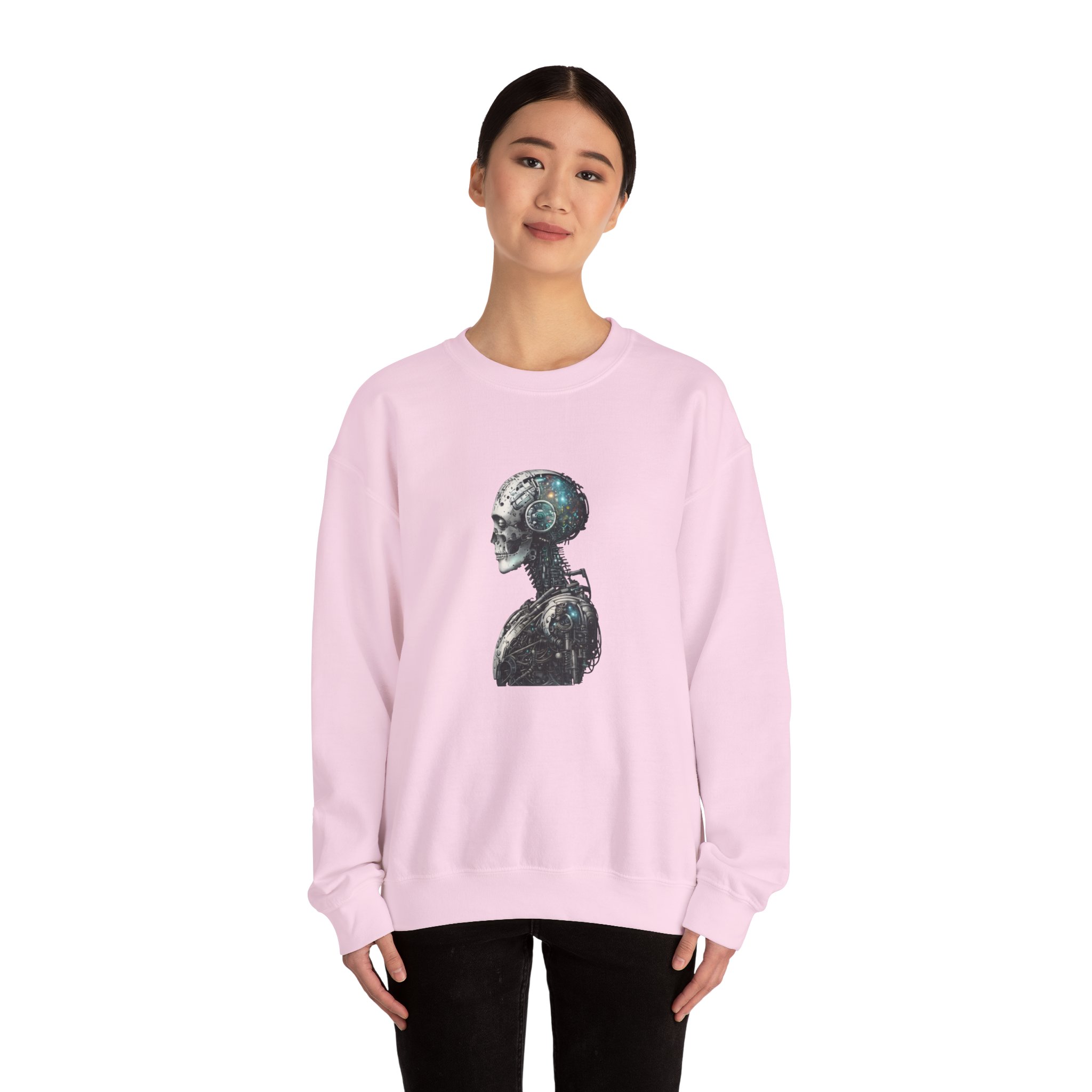 Cosmic Cyber Skull – Dark Cyberpunk Biomechanical Crewneck Sweatshirt - Image 121