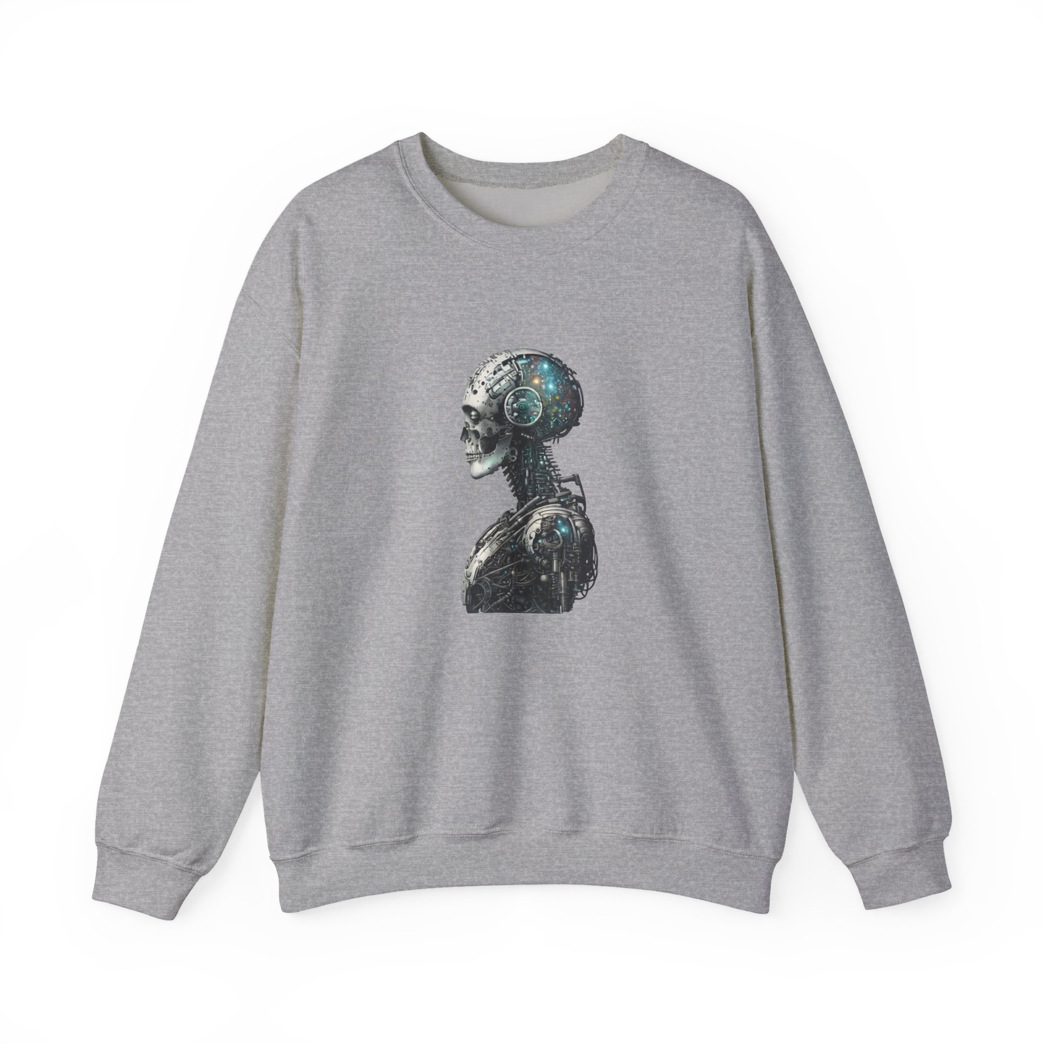 Cosmic Cyber Skull – Dark Cyberpunk Biomechanical Crewneck Sweatshirt - Image 37