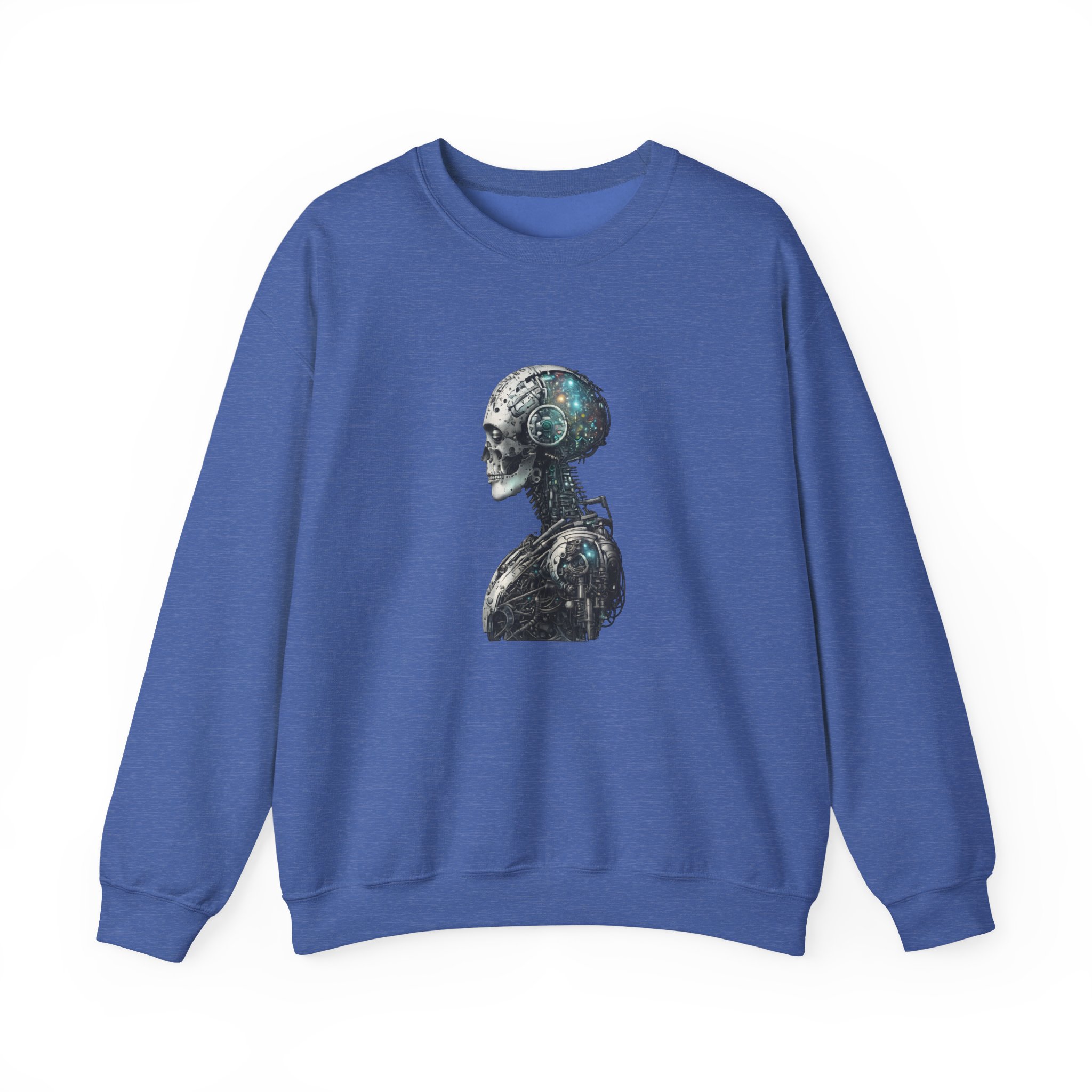 Cosmic Cyber Skull – Dark Cyberpunk Biomechanical Crewneck Sweatshirt - Image 82