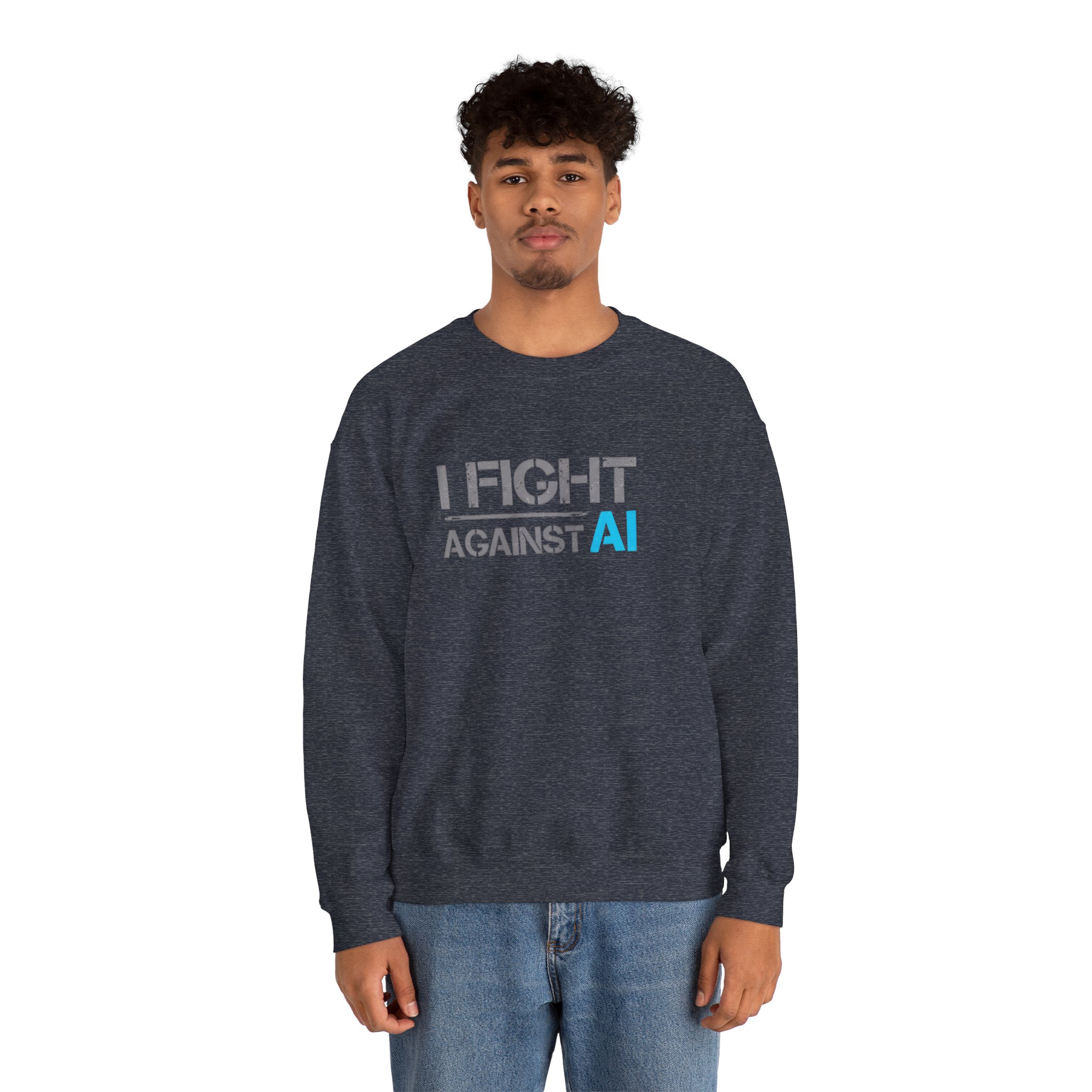 I Fight Against AI – Human Creativity Resistance Crewneck Sweatshirt - Image 50