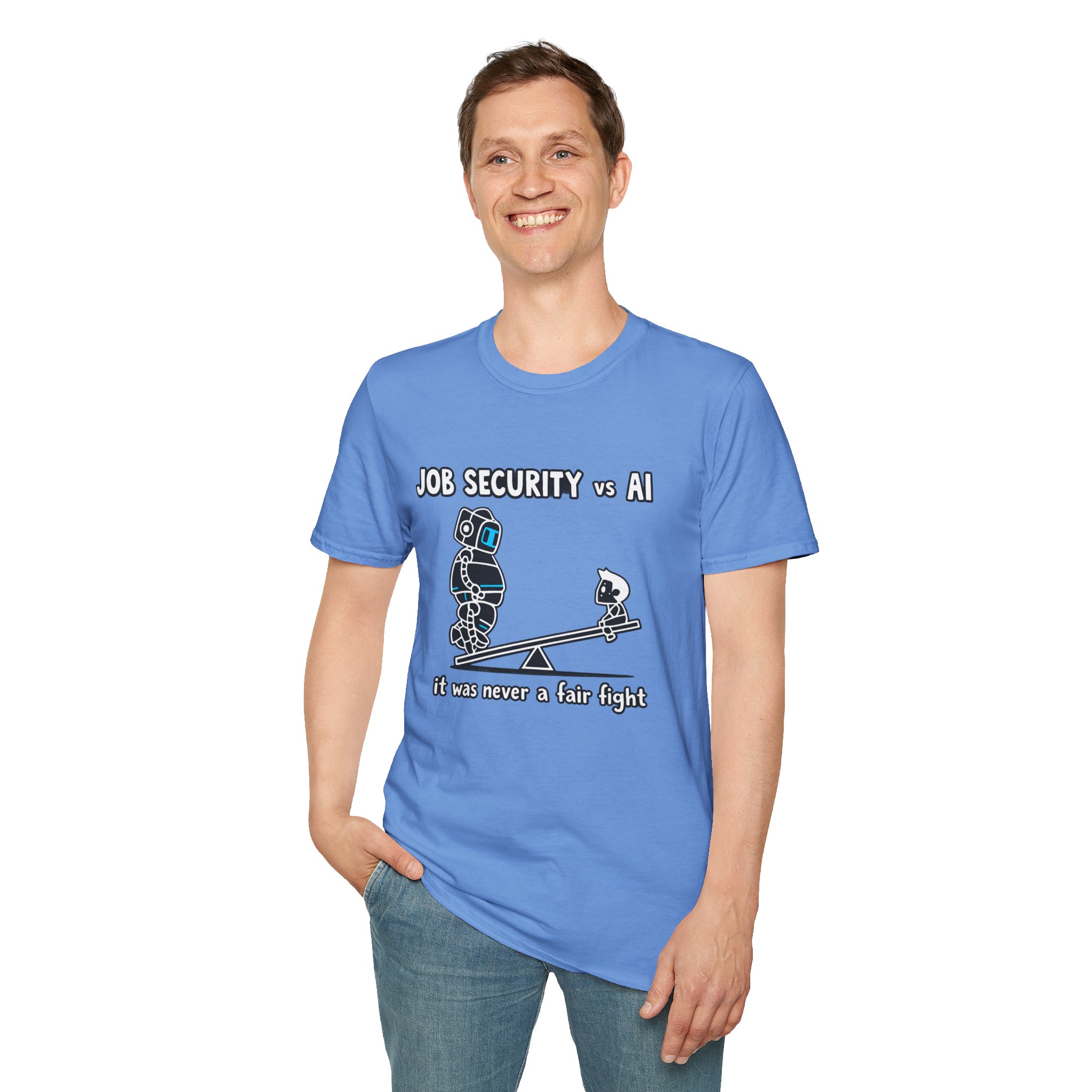 POV You're An AI And It's Monday – Funny Tired Robot Graphic T-Shirt - Image 94