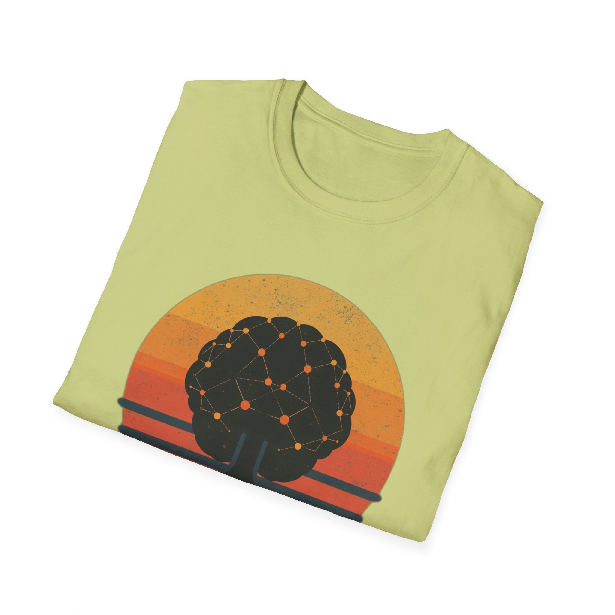 Powered by Neural Nets Retro Sunset Neural Network Tree AI T-Shirt - Image 67