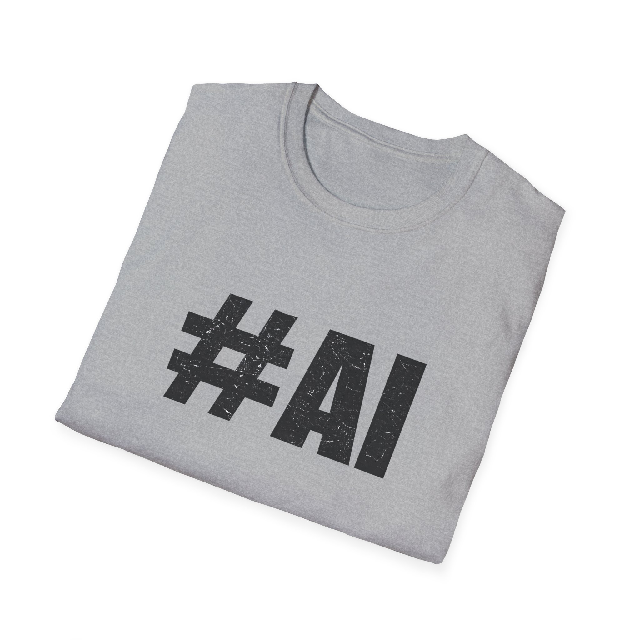 #AI Distressed Dark Minimalist Artificial Intelligence Graphic T-Shirt - Image 5