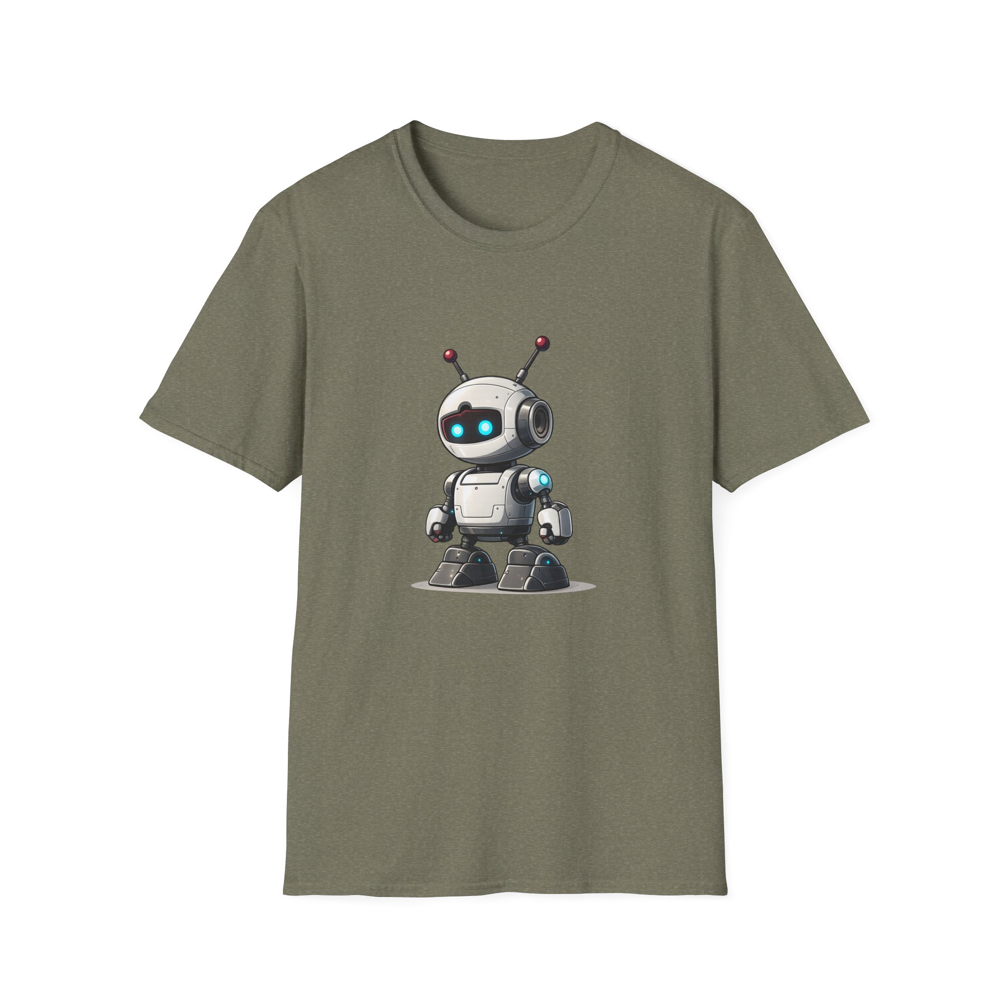 Cute Robot Glowing Eyes – Funny AI Tech Mascot Graphic T-Shirt - Image 67