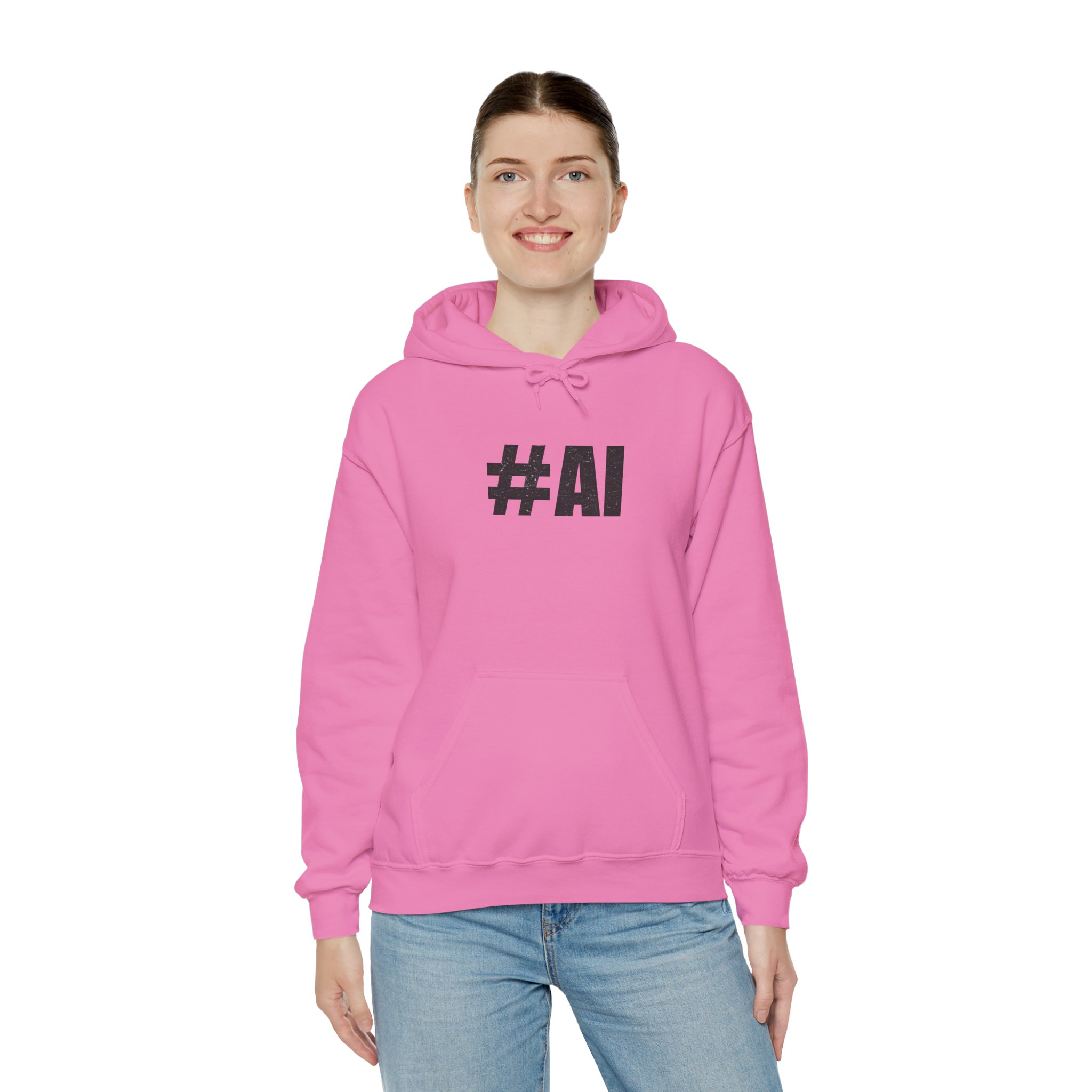 #AI Distressed Dark Minimalist Artificial Intelligence Pullover Hoodie - Image 116