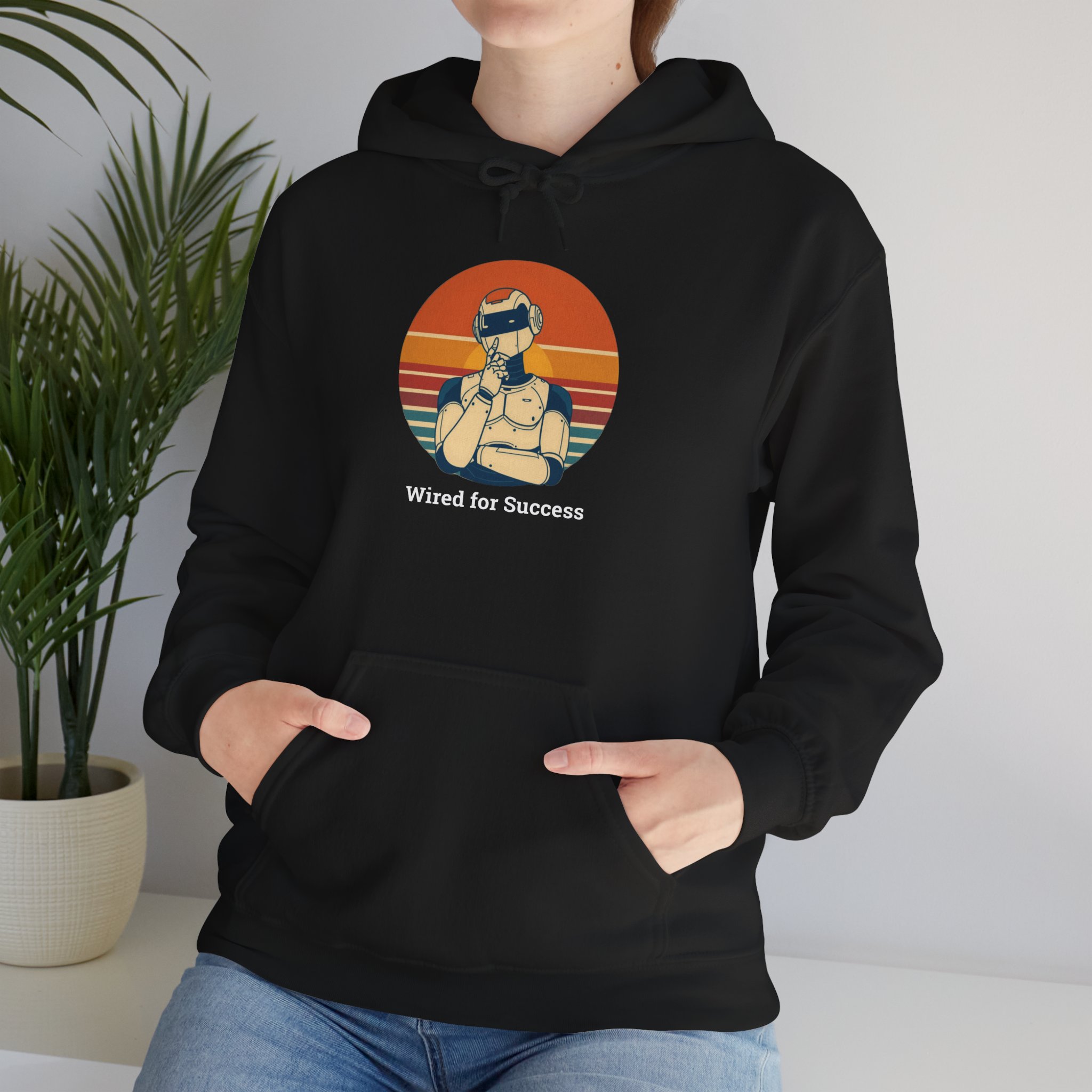 Wired for Success Retro Robot AI Hoodie Tech Gift Hooded Sweatshirt - Image 15