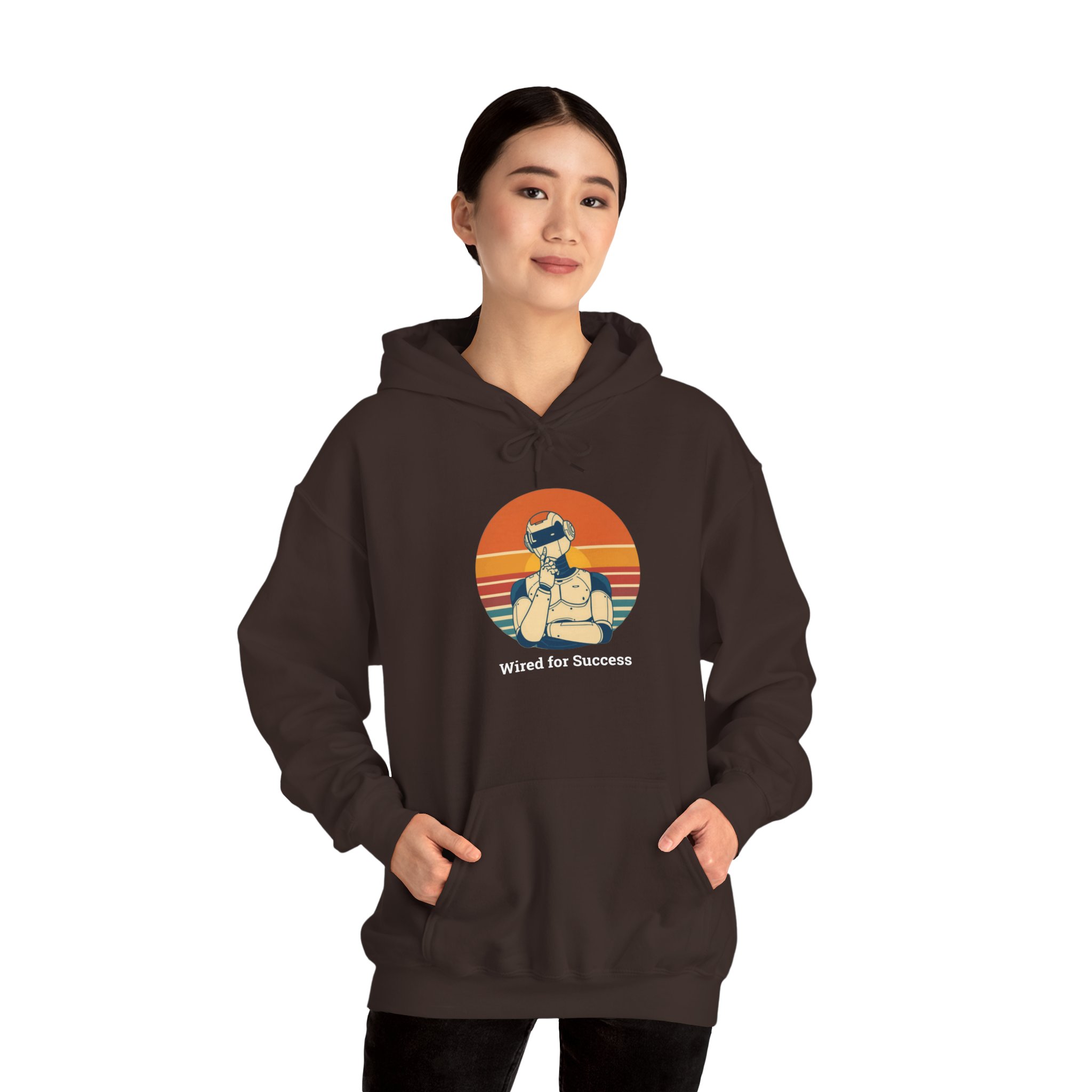 Wired for Success Retro Robot AI Hoodie Tech Gift Hooded Sweatshirt - Image 21