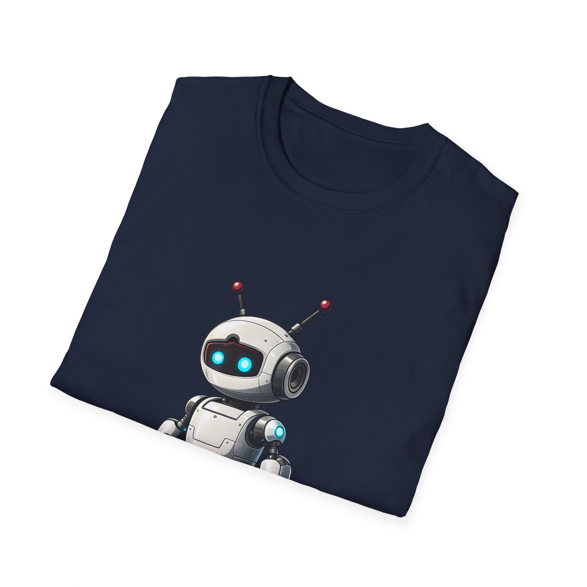 Cute Robot Glowing Eyes – Funny AI Tech Mascot Graphic T-Shirt - Image 125