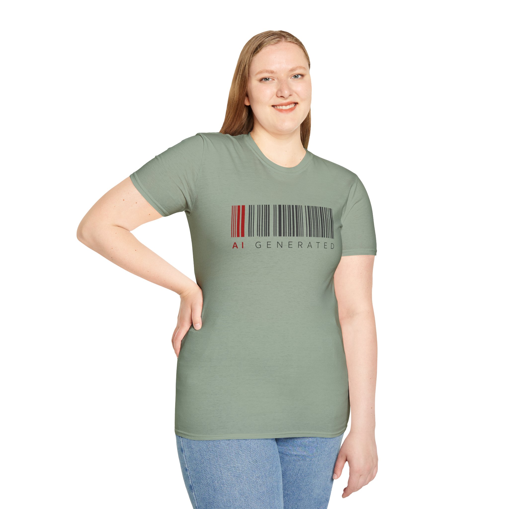 AI Generated Barcode Dark Minimalist Generative Art Graphic T-Shirt - Image 170