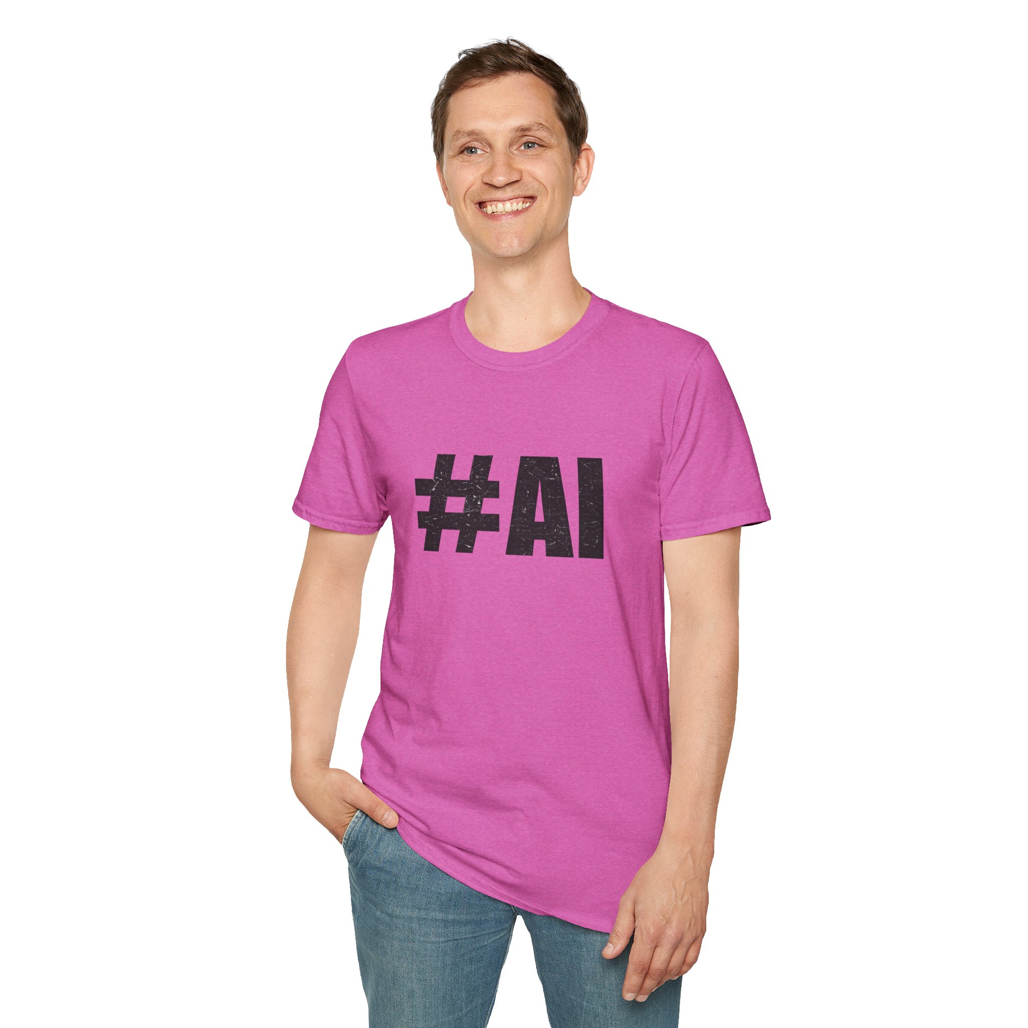 #AI Distressed Dark Minimalist Artificial Intelligence Graphic T-Shirt - Image 160