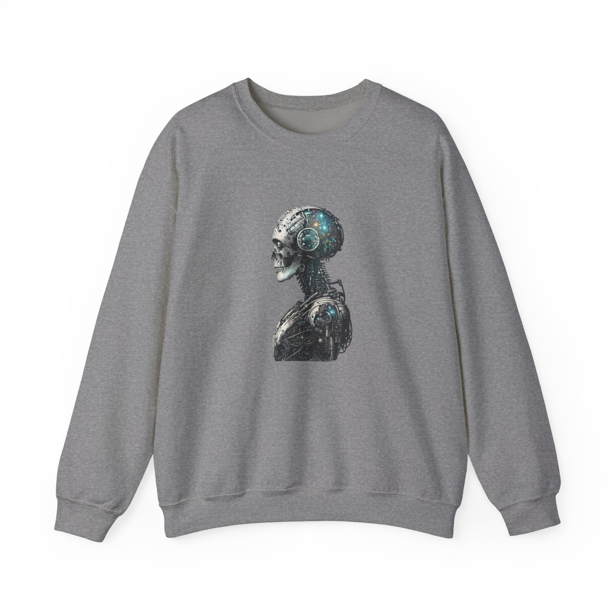 Cosmic Cyber Skull – Dark Cyberpunk Biomechanical Crewneck Sweatshirt - Image 55