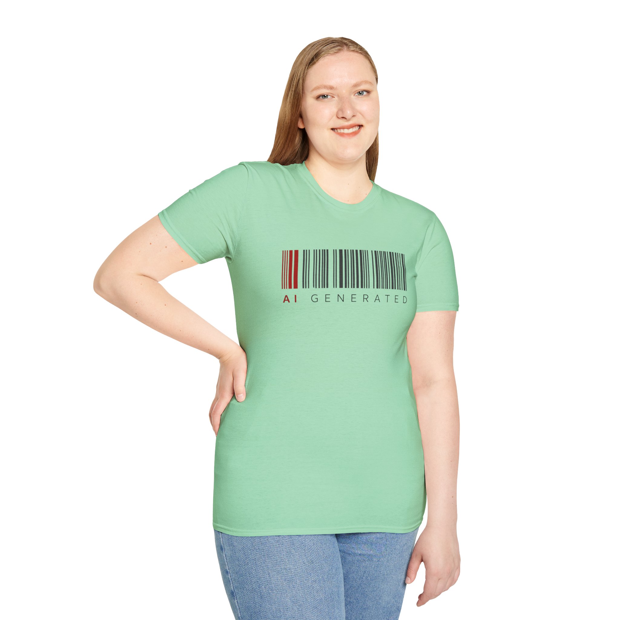 AI Generated Barcode Dark Minimalist Generative Art Graphic T-Shirt - Image 104