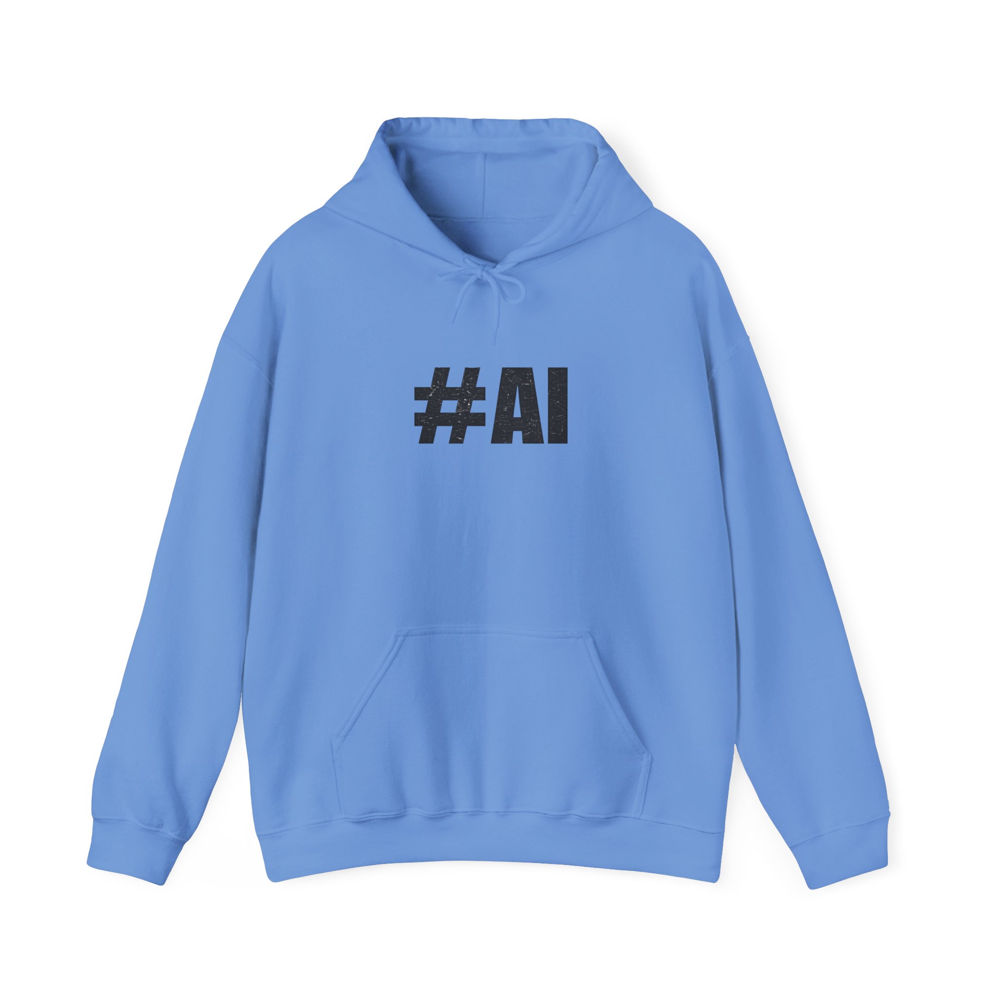 #AI Distressed Dark Minimalist Artificial Intelligence Pullover Hoodie - Image 73