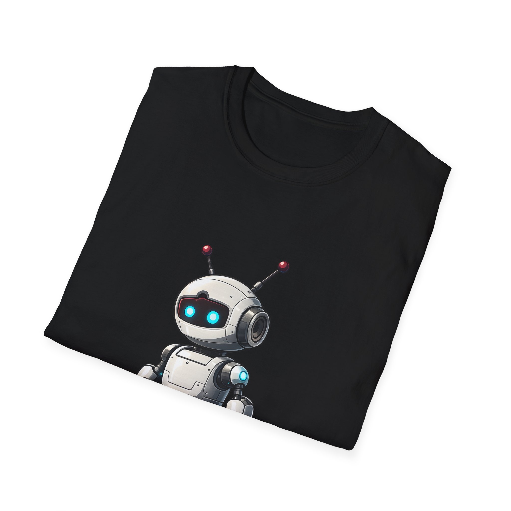 Cute Robot Glowing Eyes – Funny AI Tech Mascot Graphic T-Shirt - Image 26
