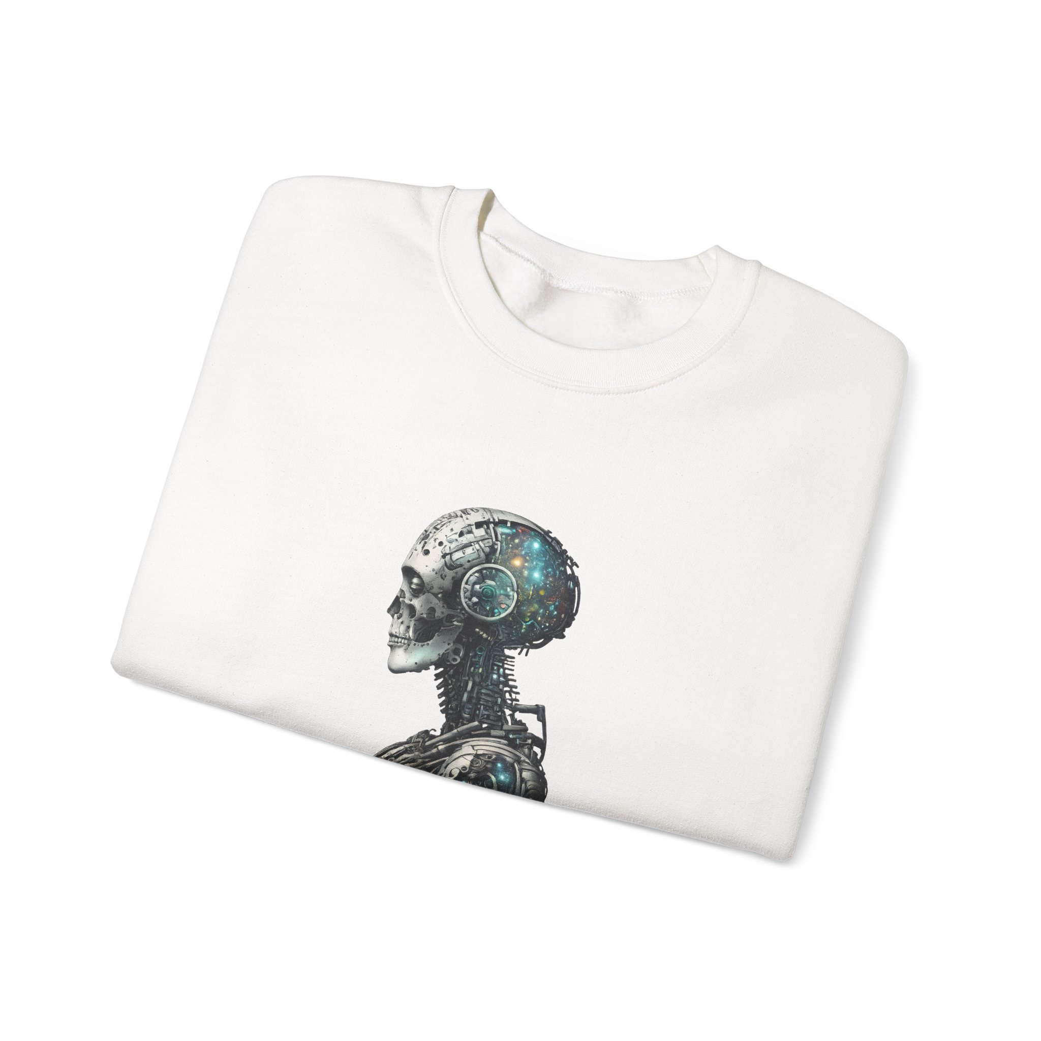 Cosmic Cyber Skull – Dark Cyberpunk Biomechanical Crewneck Sweatshirt - Image 17