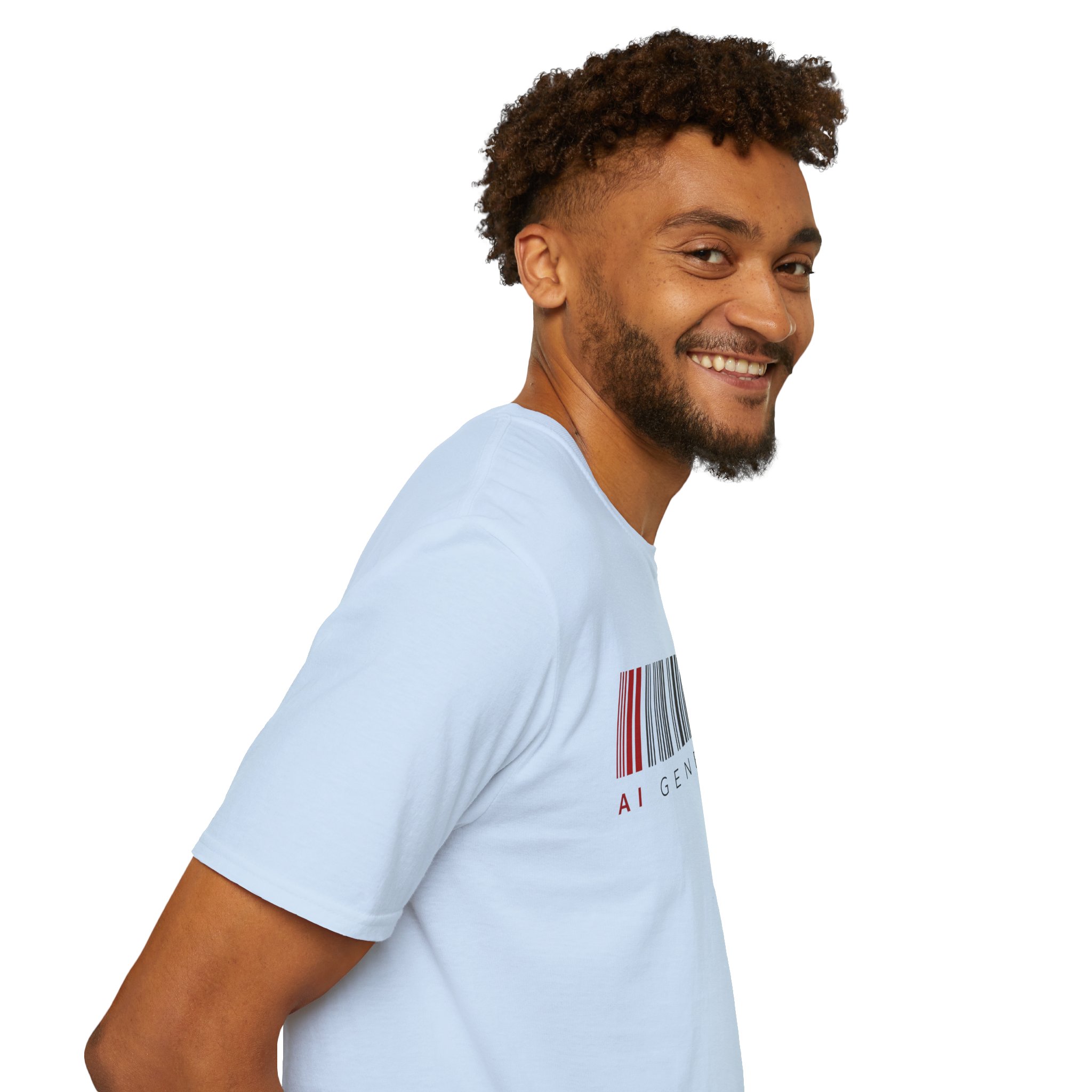 AI Generated Barcode Dark Minimalist Generative Art Graphic T-Shirt - Image 86
