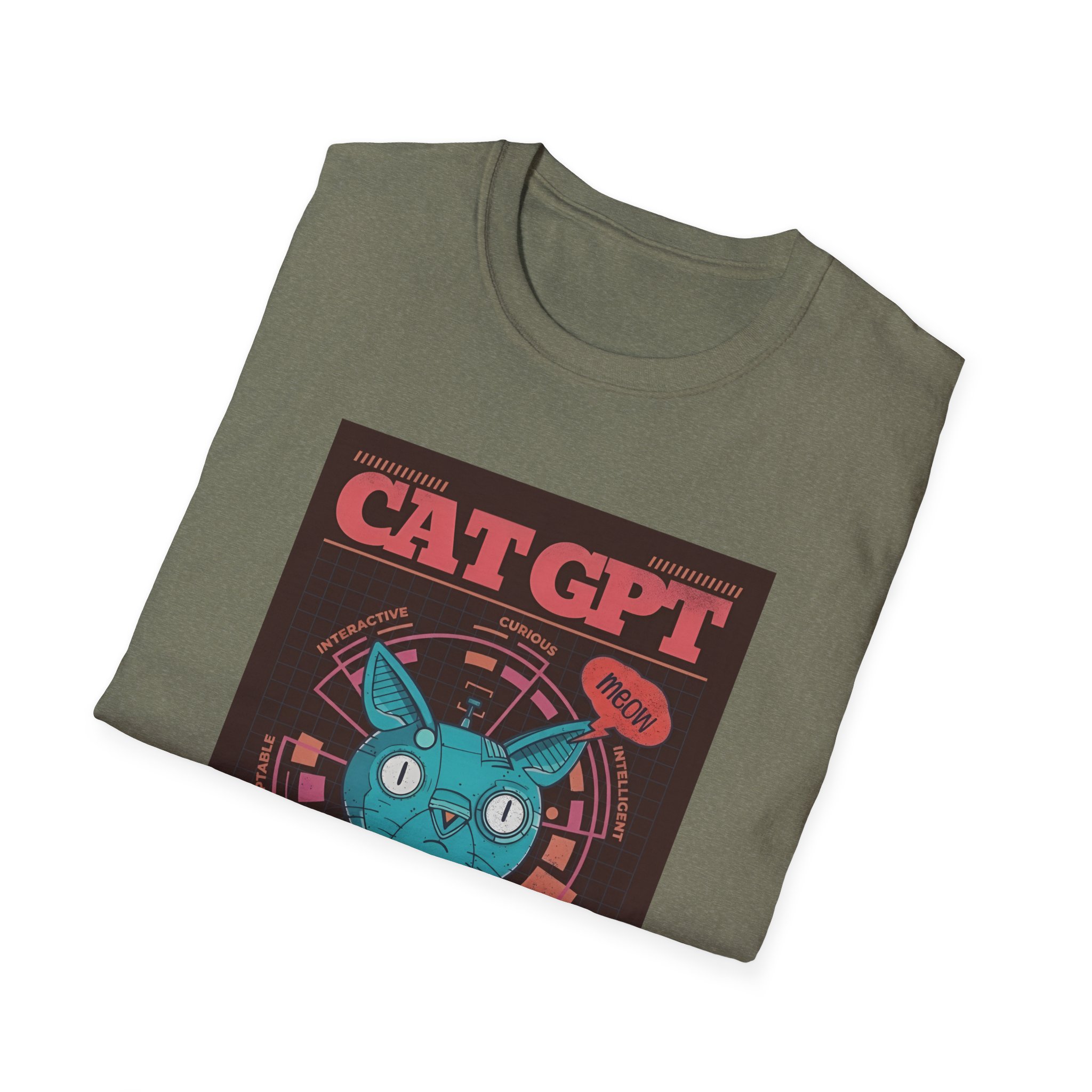 Robot Cat AI Tee | Funny Cyberpunk Cat Shirt for Tech Lovers - Image 5