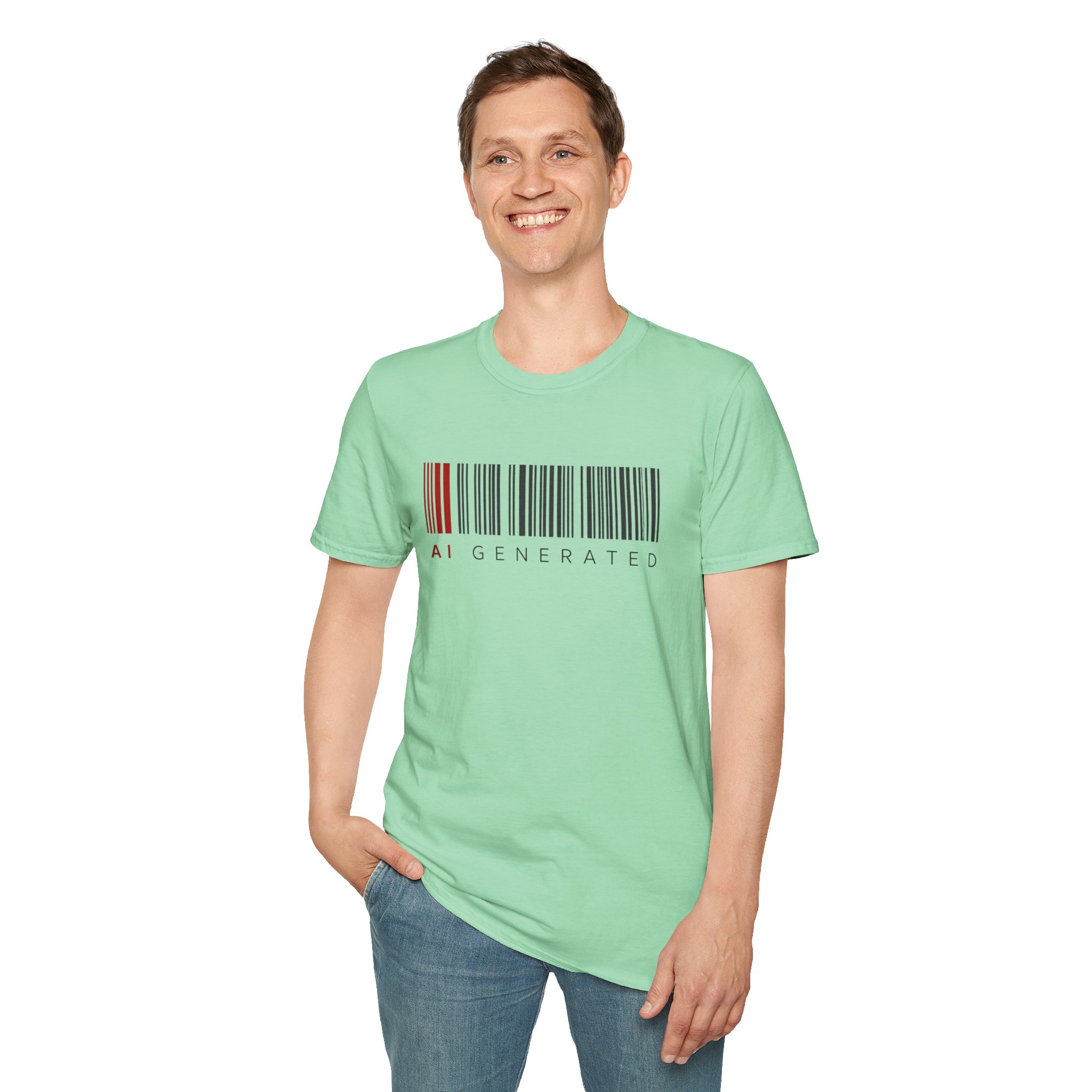 AI Generated Barcode Dark Minimalist Generative Art Graphic T-Shirt - Image 105