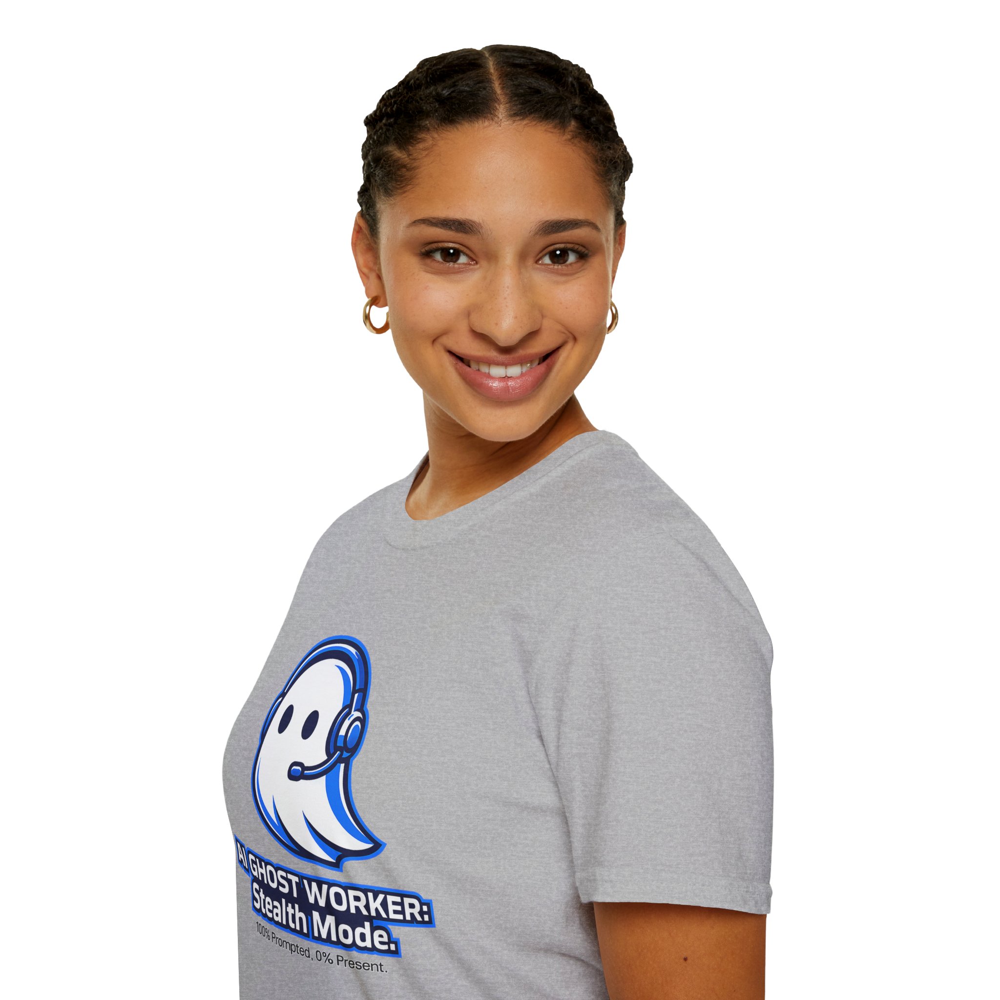 AI Ghost Worker Stealth Mode – 100% Prompted 0% Present Funny T-Shirt - Image 40