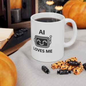AI Loves Me Cute Robot Funny Tech Coffee Cup Gift for AI Fan