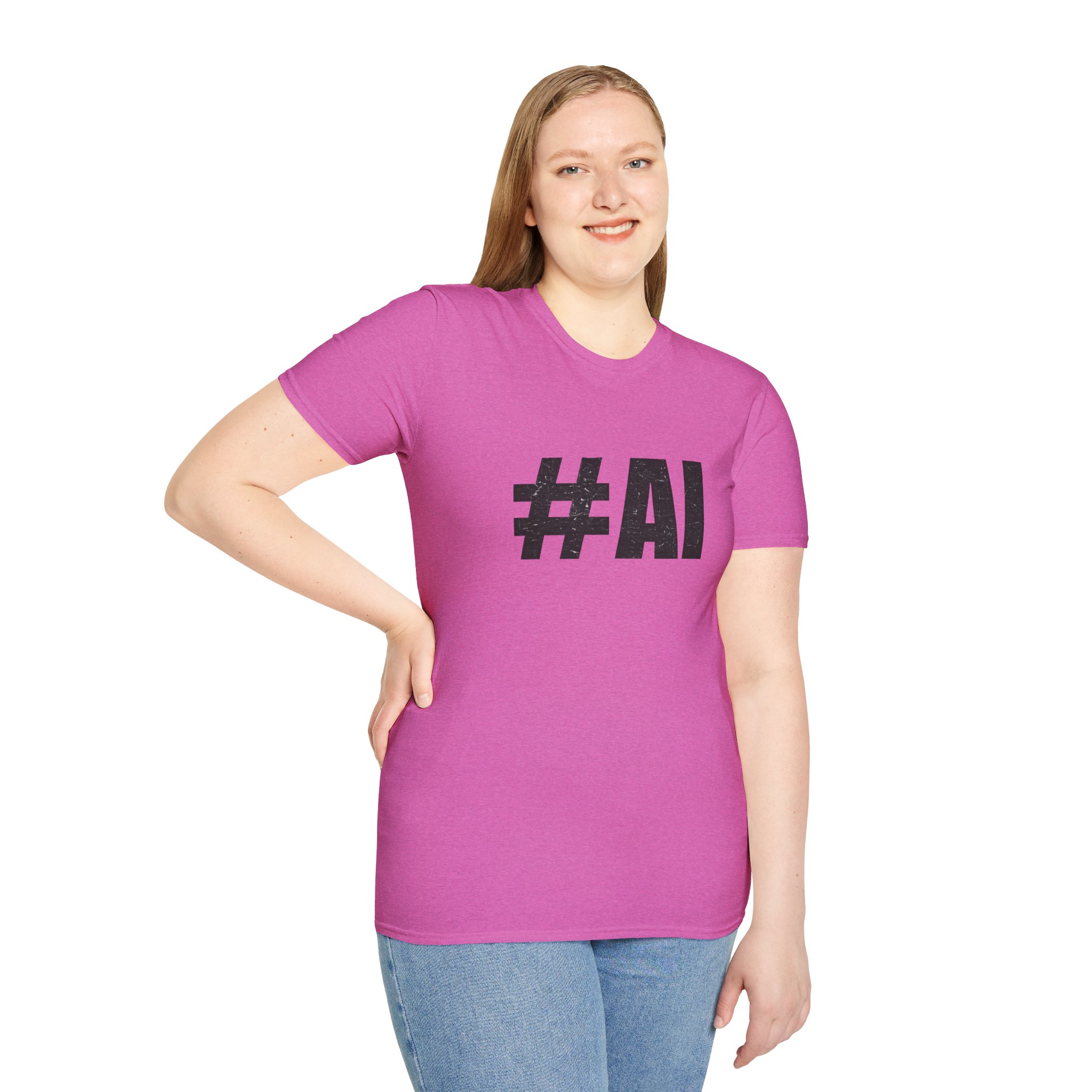 #AI Distressed Dark Minimalist Artificial Intelligence Graphic T-Shirt - Image 159