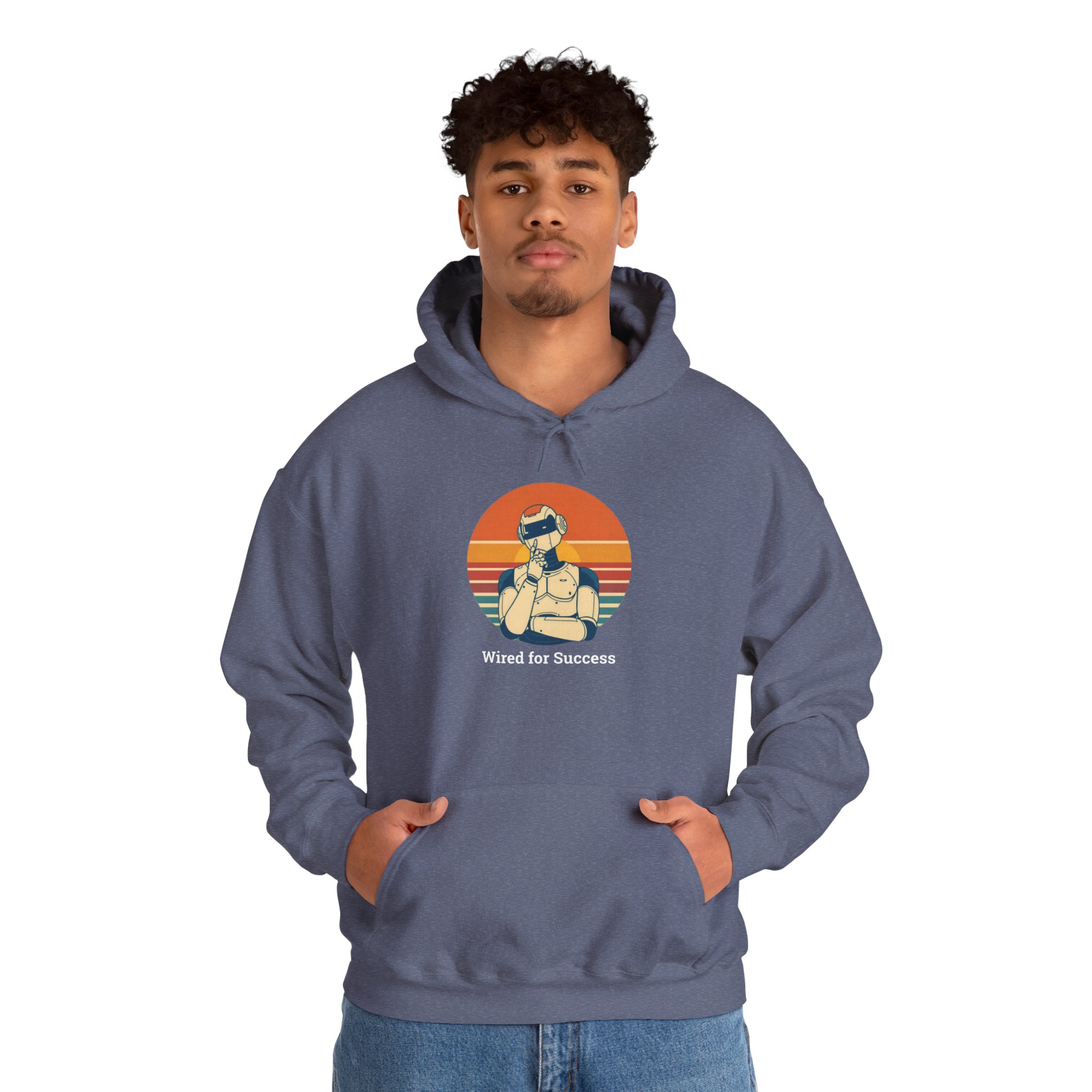 Wired for Success Retro Robot AI Hoodie Tech Gift Hooded Sweatshirt - Image 70