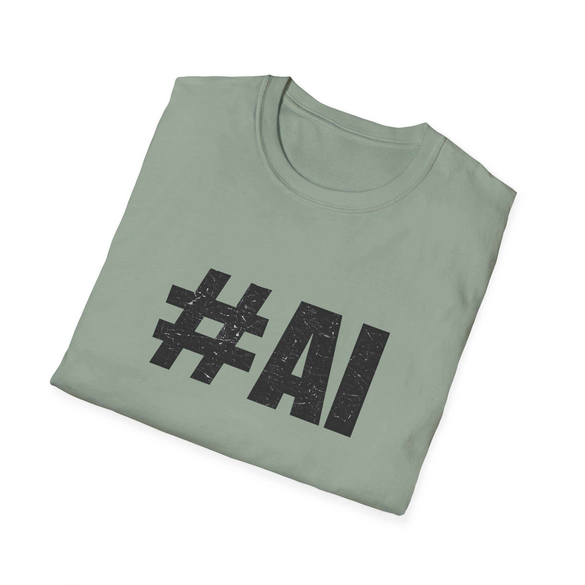 #AI Distressed Dark Minimalist Artificial Intelligence Graphic T-Shirt - Image 70