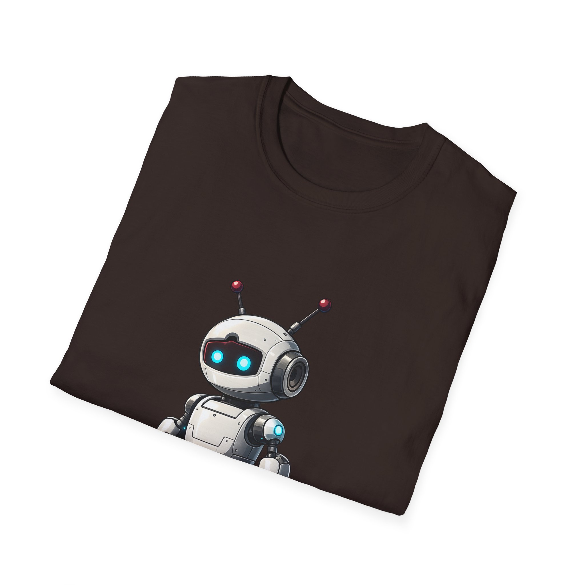 Cute Robot Glowing Eyes – Funny AI Tech Mascot Graphic T-Shirt - Image 59