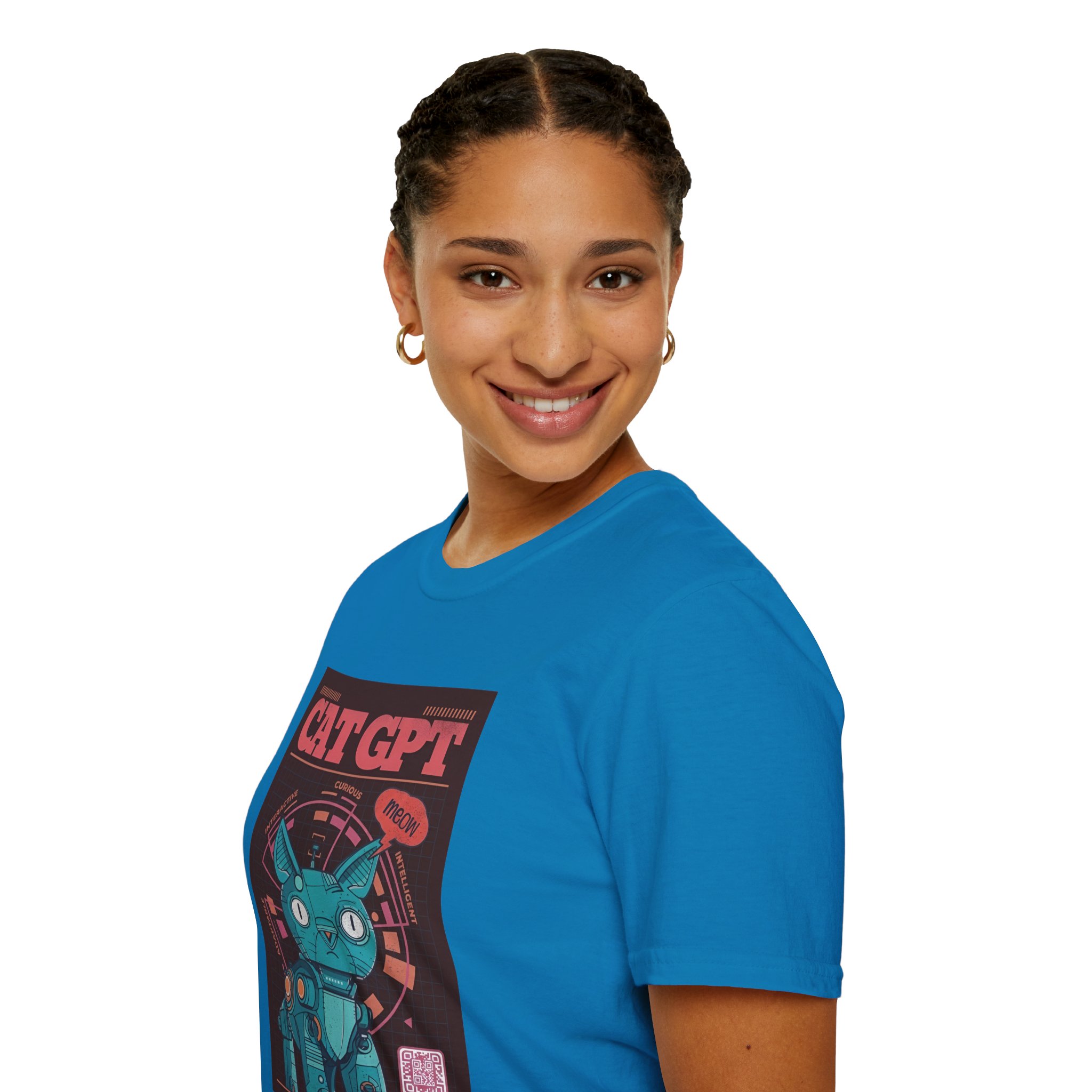 Robot Cat AI Tee | Funny Cyberpunk Cat Shirt for Tech Lovers - Image 95