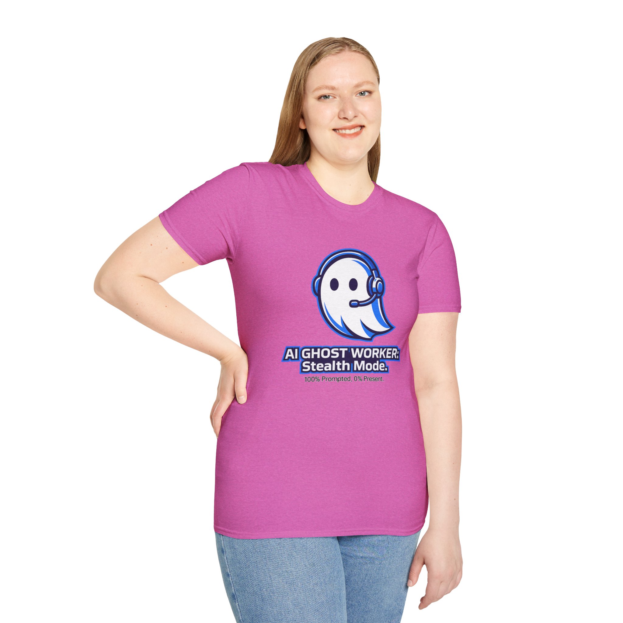 AI Ghost Worker Stealth Mode – 100% Prompted 0% Present Funny T-Shirt - Image 115