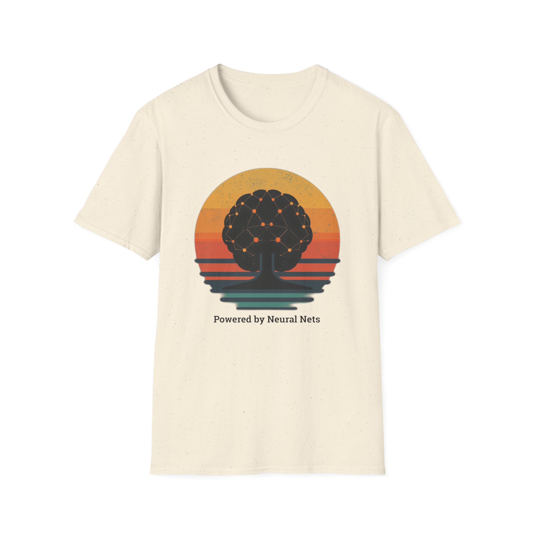Powered by Neural Nets Retro Sunset Neural Network Tree AI T-Shirt - Image 46
