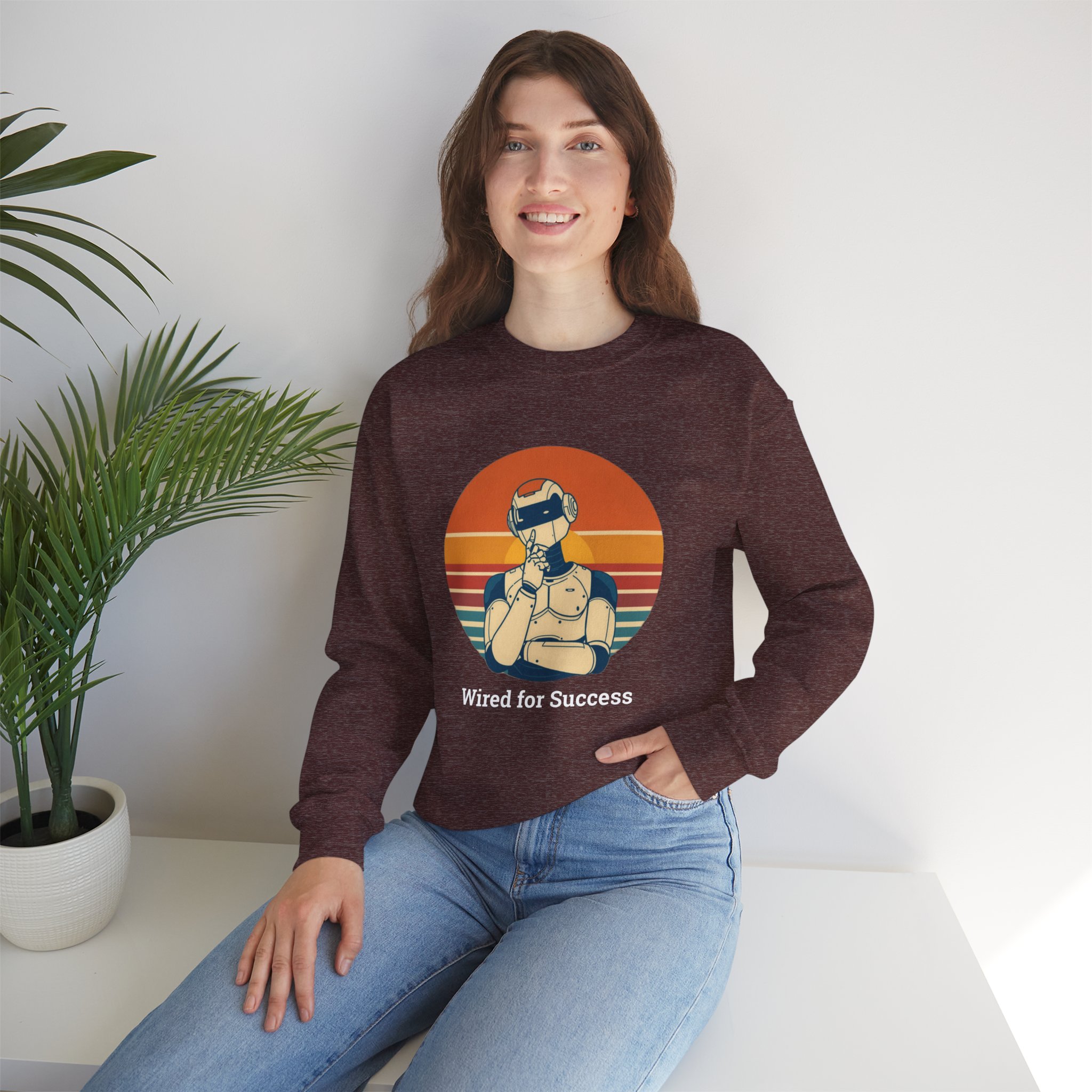 Wired for Success Retro Robot Thinker AI Tech Sweatshirt Gift - Image 11
