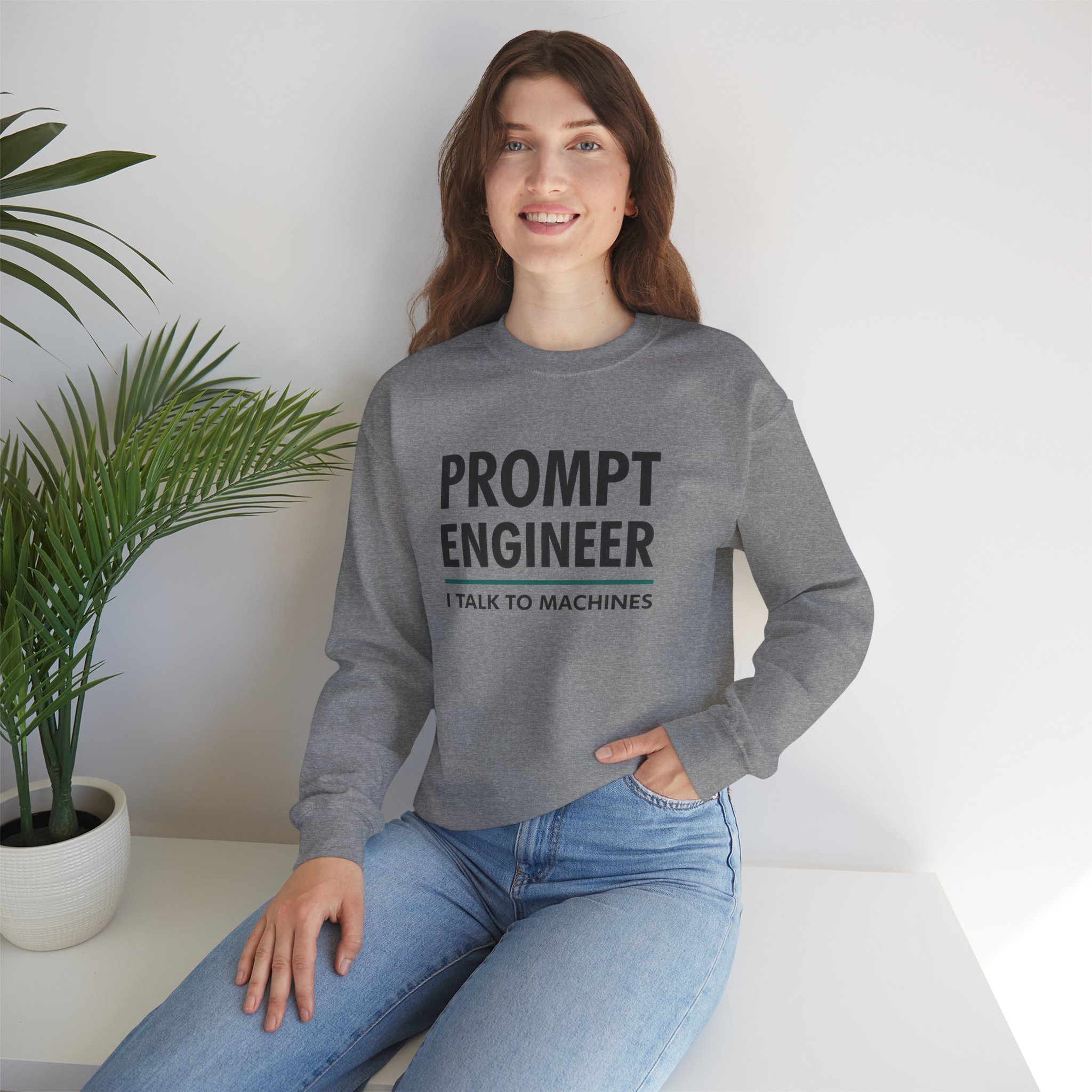 Prompt Engineer I Talk To Machines – Funny AI Job Title Crewneck - Image 53