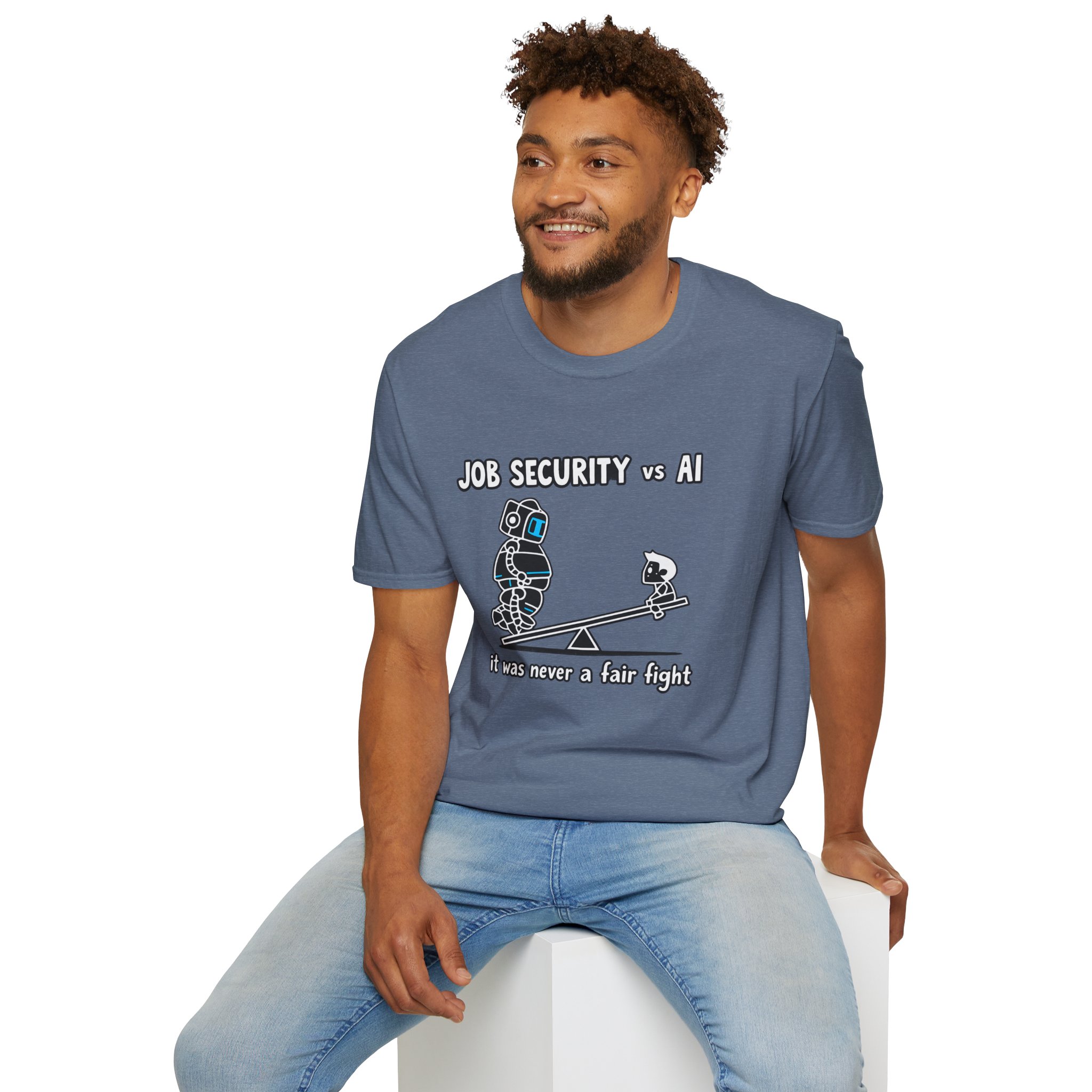 POV You're An AI And It's Monday – Funny Tired Robot Graphic T-Shirt - Image 109