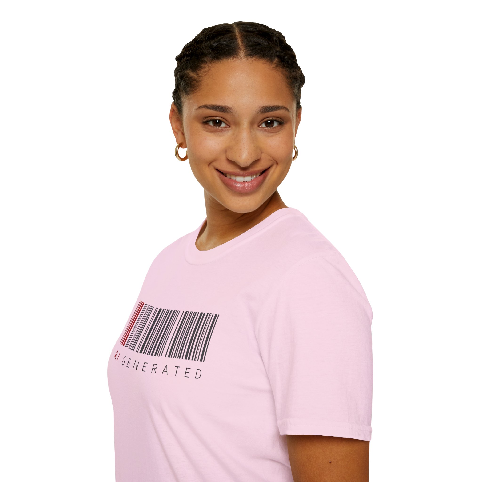 AI Generated Barcode Dark Minimalist Generative Art Graphic T-Shirt - Image 139