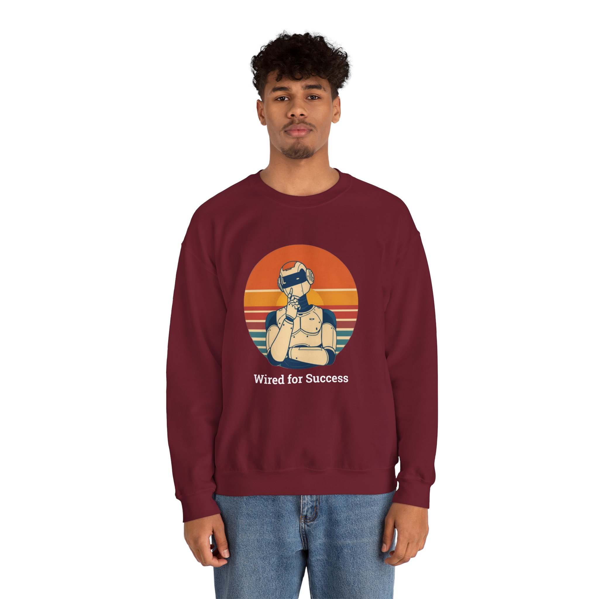 Wired for Success Retro Robot Thinker AI Tech Sweatshirt Gift - Image 90