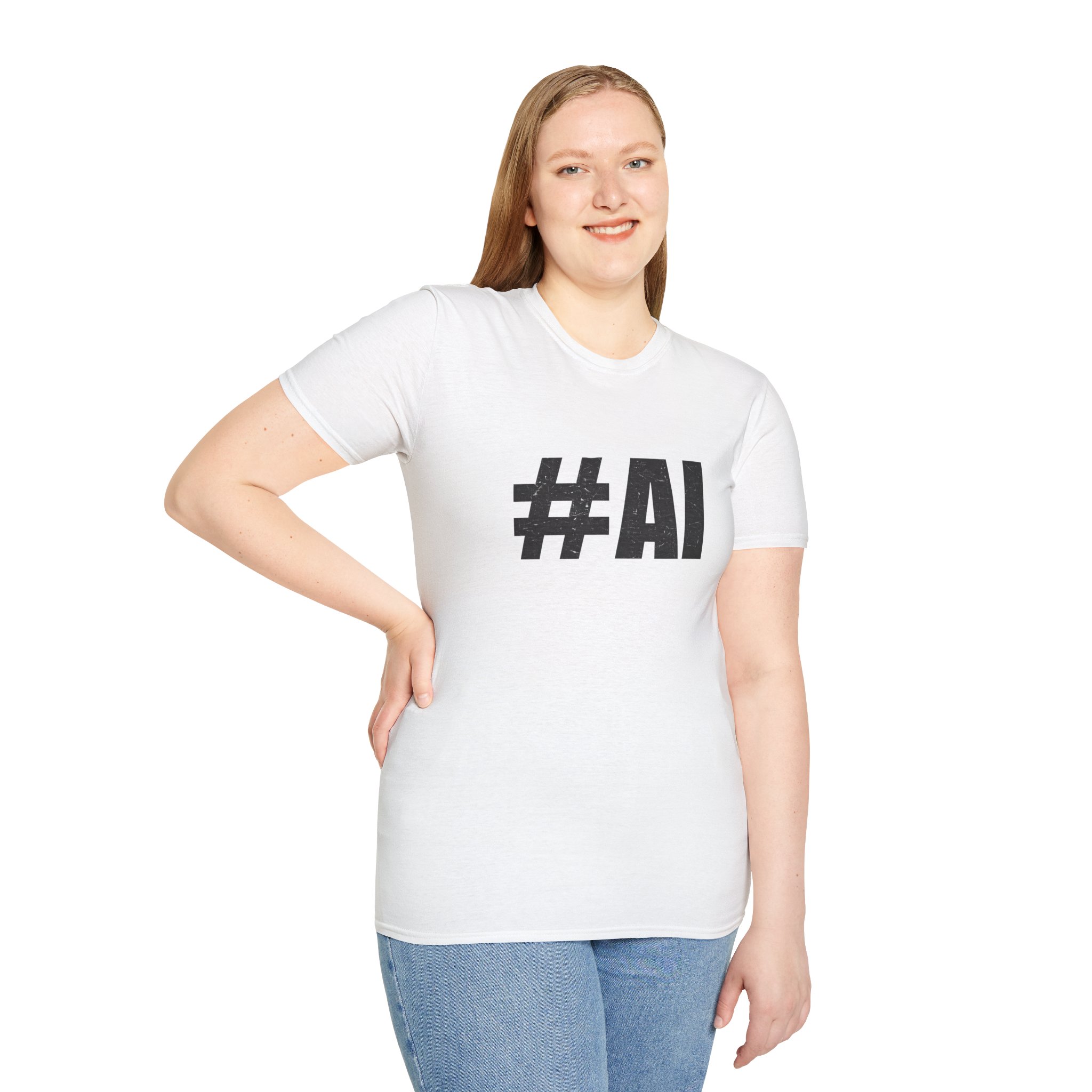 #AI Distressed Dark Minimalist Artificial Intelligence Graphic T-Shirt - Image 13