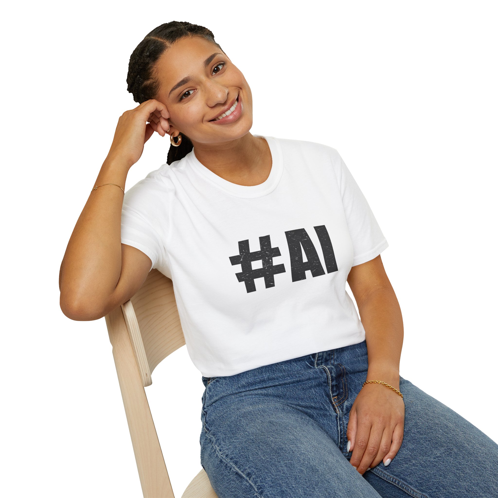 #AI Distressed Dark Minimalist Artificial Intelligence Graphic T-Shirt - Image 14