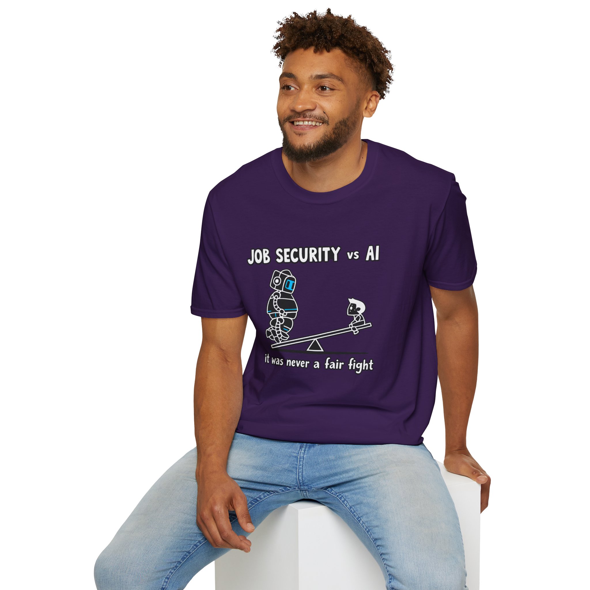 POV You're An AI And It's Monday – Funny Tired Robot Graphic T-Shirt - Image 153