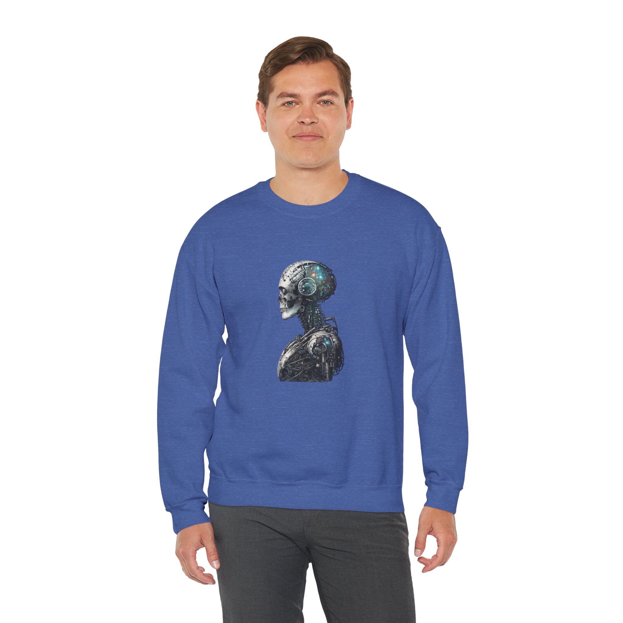 Cosmic Cyber Skull – Dark Cyberpunk Biomechanical Crewneck Sweatshirt - Image 87