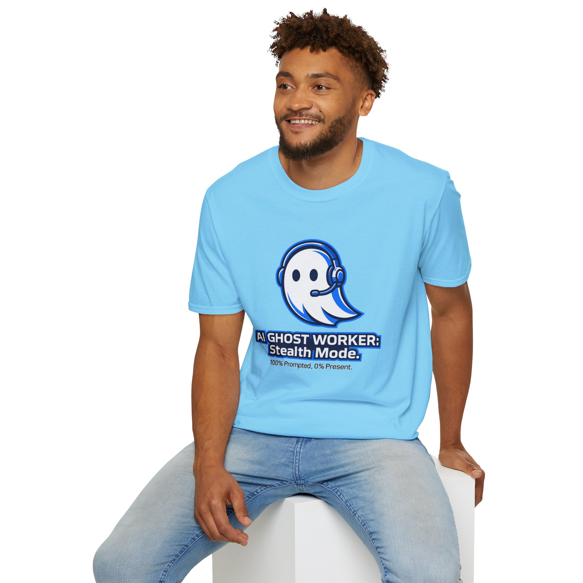 AI Ghost Worker Stealth Mode – 100% Prompted 0% Present Funny T-Shirt - Image 65
