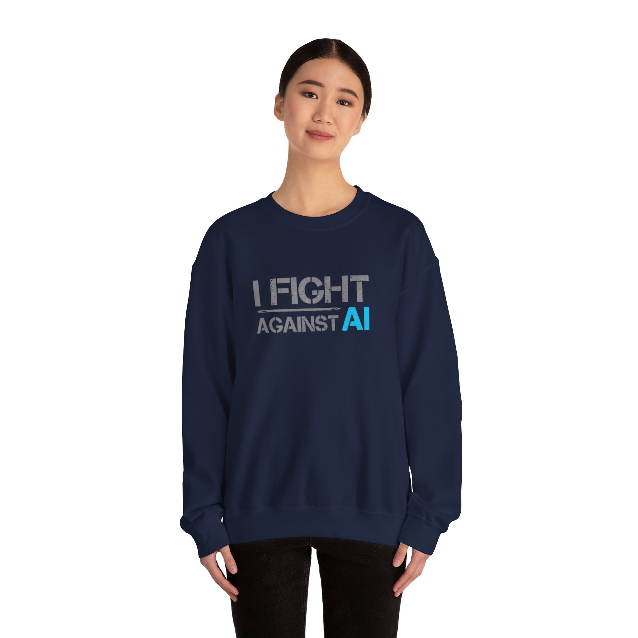 I Fight Against AI – Human Creativity Resistance Crewneck Sweatshirt - Image 67