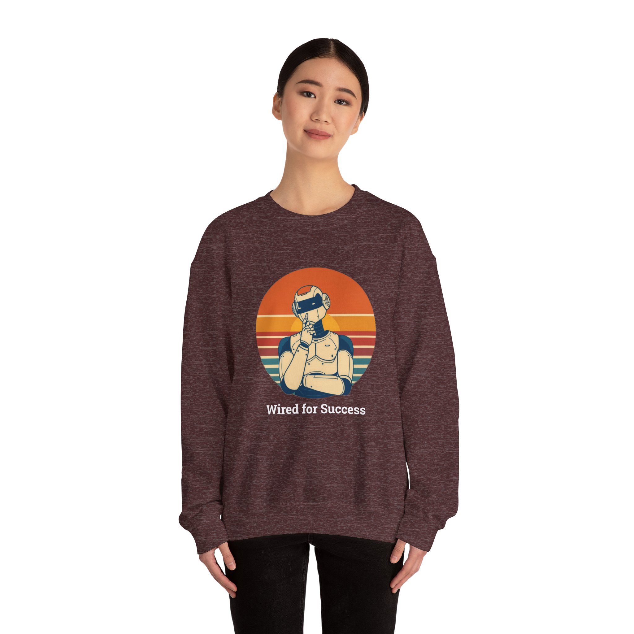 Wired for Success Retro Robot Thinker AI Tech Sweatshirt Gift - Image 9